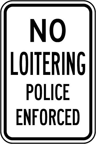 Safety & Warning Vinyl Stickers Bundle - No Loitering Police Enforced Signs, Warehouse Safety Labels - 3 Pack (3.5