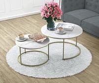 2-Piece Nesting Coffee Table Set - Industrial Wood Finish & Powder Coated Metal Frame - Stackable Living Room Accent Tables for Small Spaces, Modern Home Decor, and Cozy Apartment Style