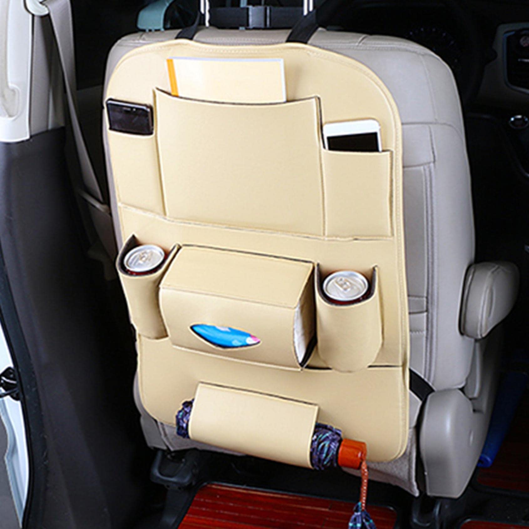 CrazyPig Car Seat Back Organizer - Durable Foldable Hanging Rear Seat Storage Bag for Cars | Universal Travel Accessories | Perfect for Road Trips, Family Outings & Daily Commutes