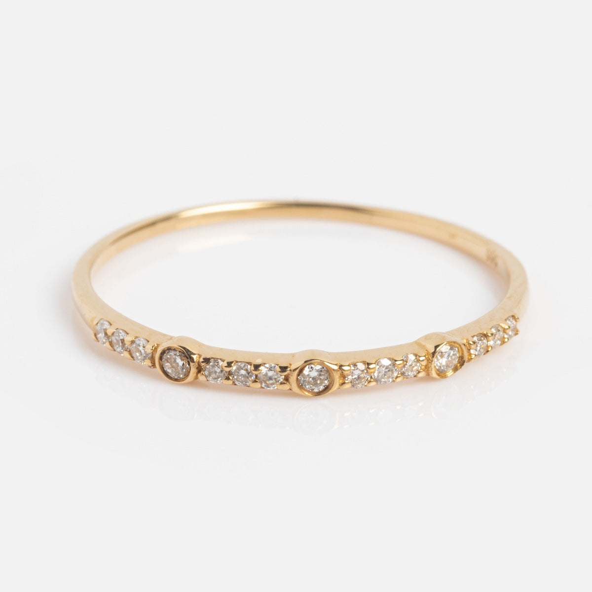 Solid Gold Delicate White Sapphire Stacking Band Ring for Women - Dainty Minimalist Jewelry for Everyday Wear & Special Occasions