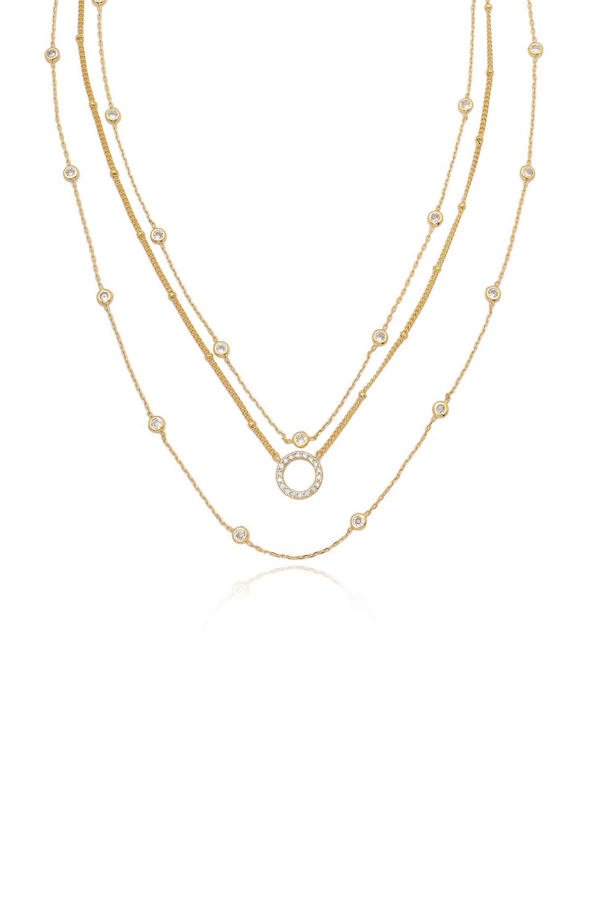 Monroe Crystal Layered Necklace for Women - Elegant Multi Strand Bohemian Jewelry for Party, Wedding & Everyday Wear