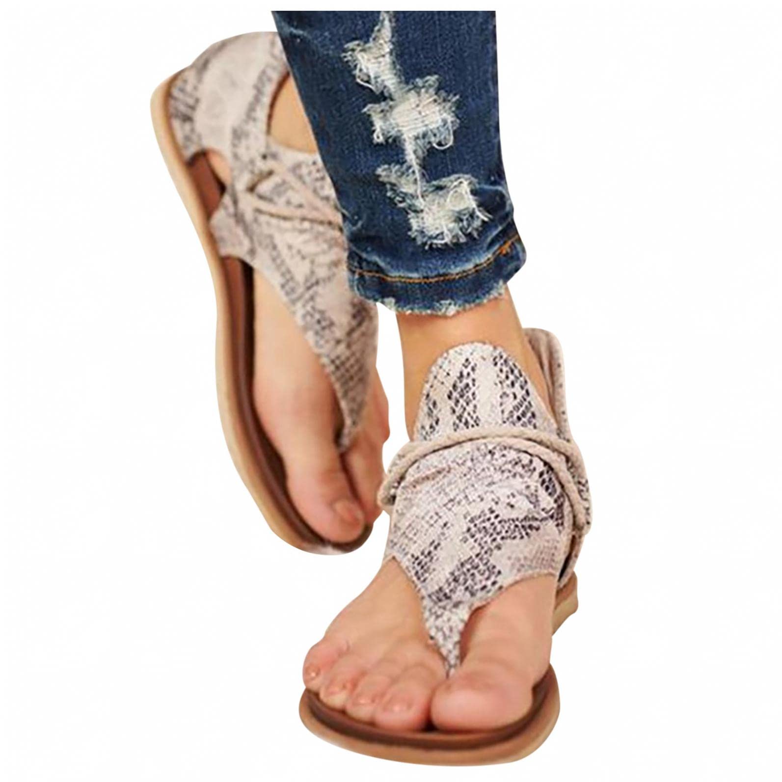 FABIURT Women's Bohemian Gladiator Sandals - Cute Roman Open Toe Flat Thong Sandals for Summer | Casual Beach, Vacation & Everyday Wear Slippers