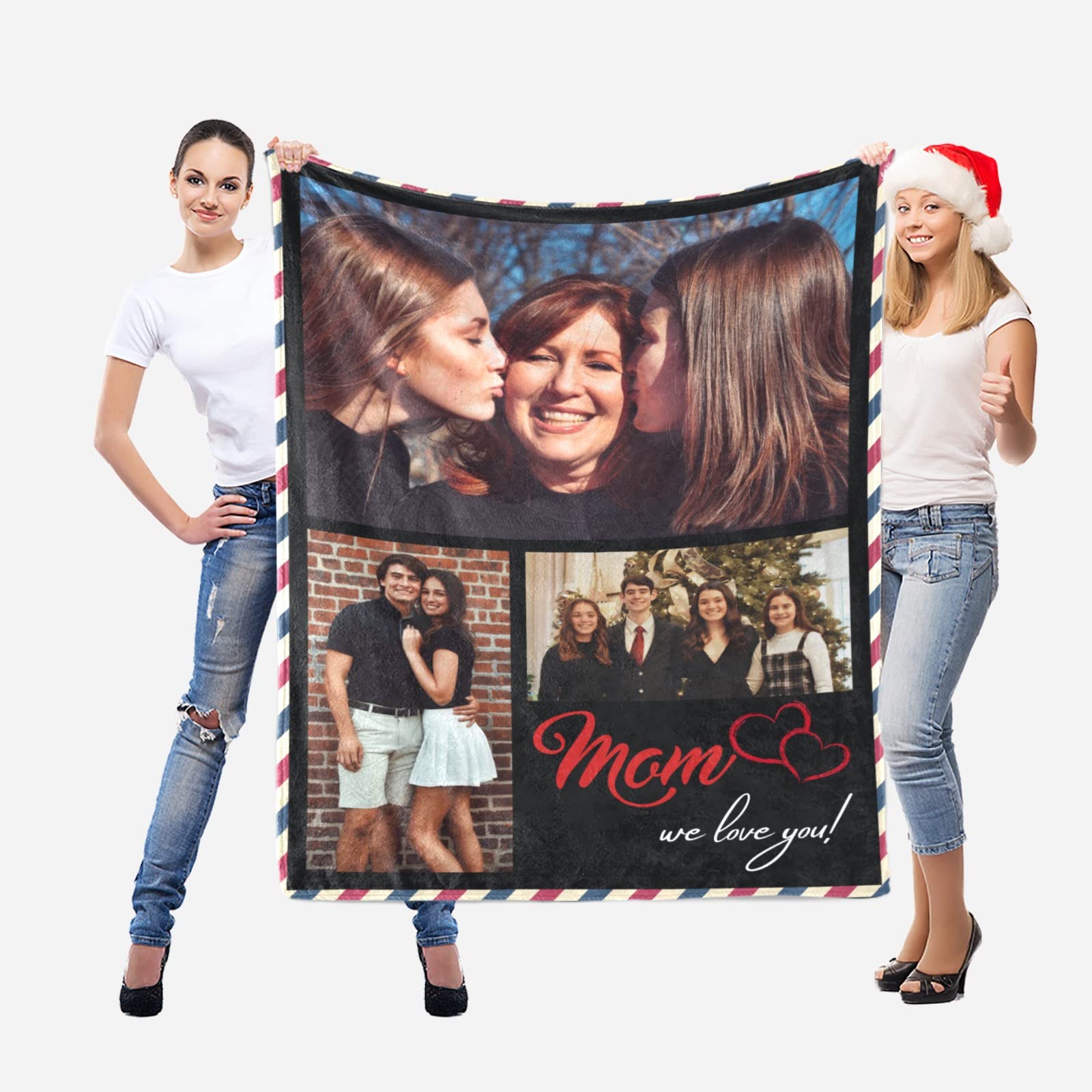 Custom Photo Blanket Personalized with Text & Pictures - 30