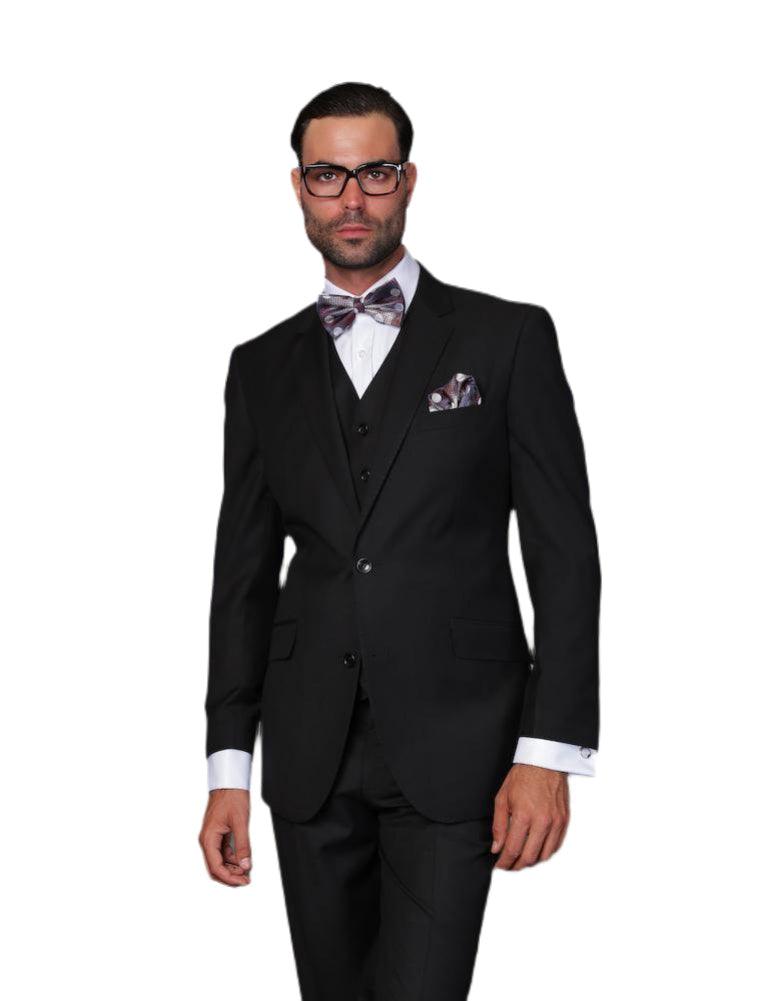 Premium Men's 3-Piece Slim Fit Wool Suit - Classic Black for Business, Weddings & Formal Events | Tailored Office Attire & Special Occasion Outfit