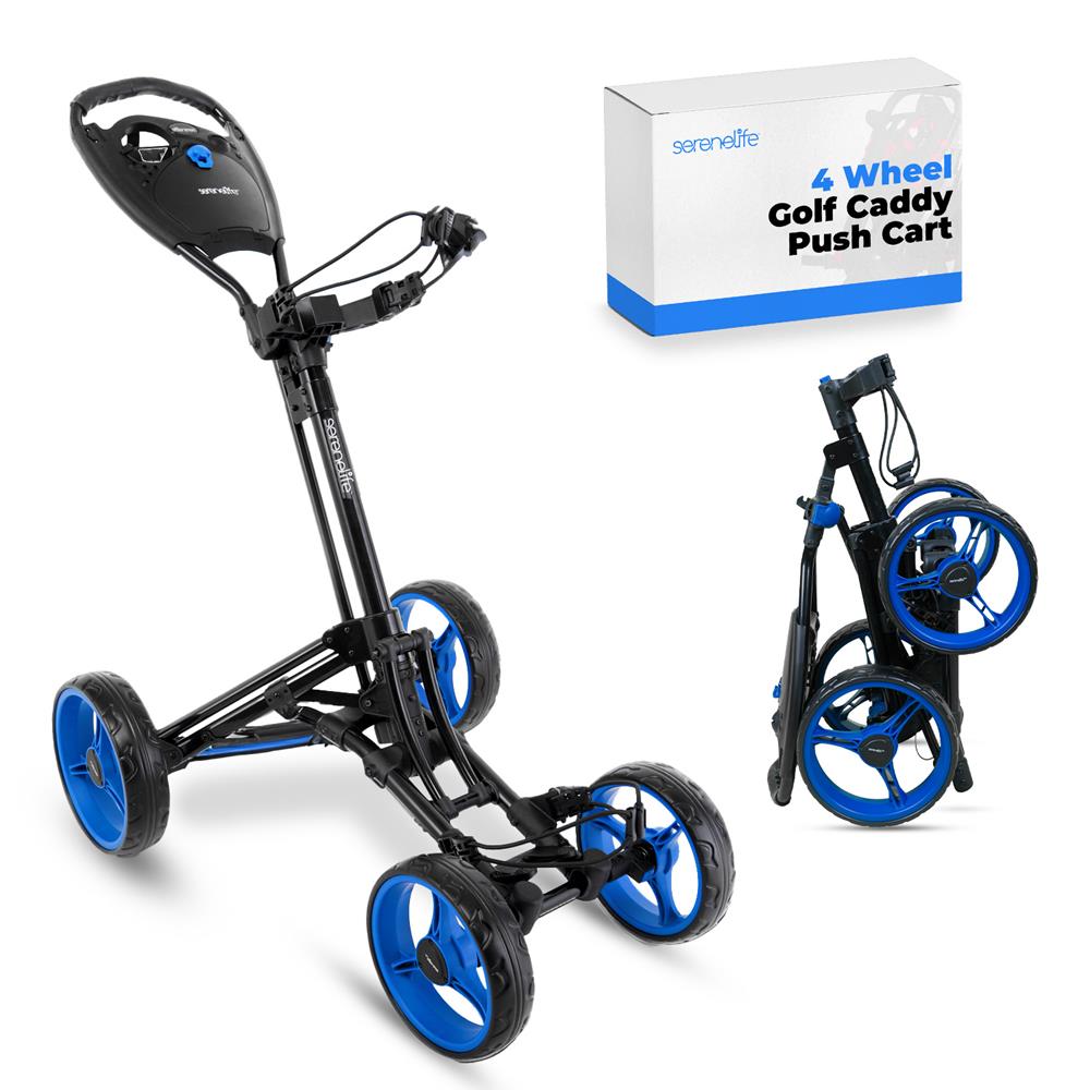 Premium 4 Wheel Golf Push Cart with Lightweight Foldable Design - Perfect for Golfers on the Go | Ideal for Golf Courses, Tournaments & Practice Rounds