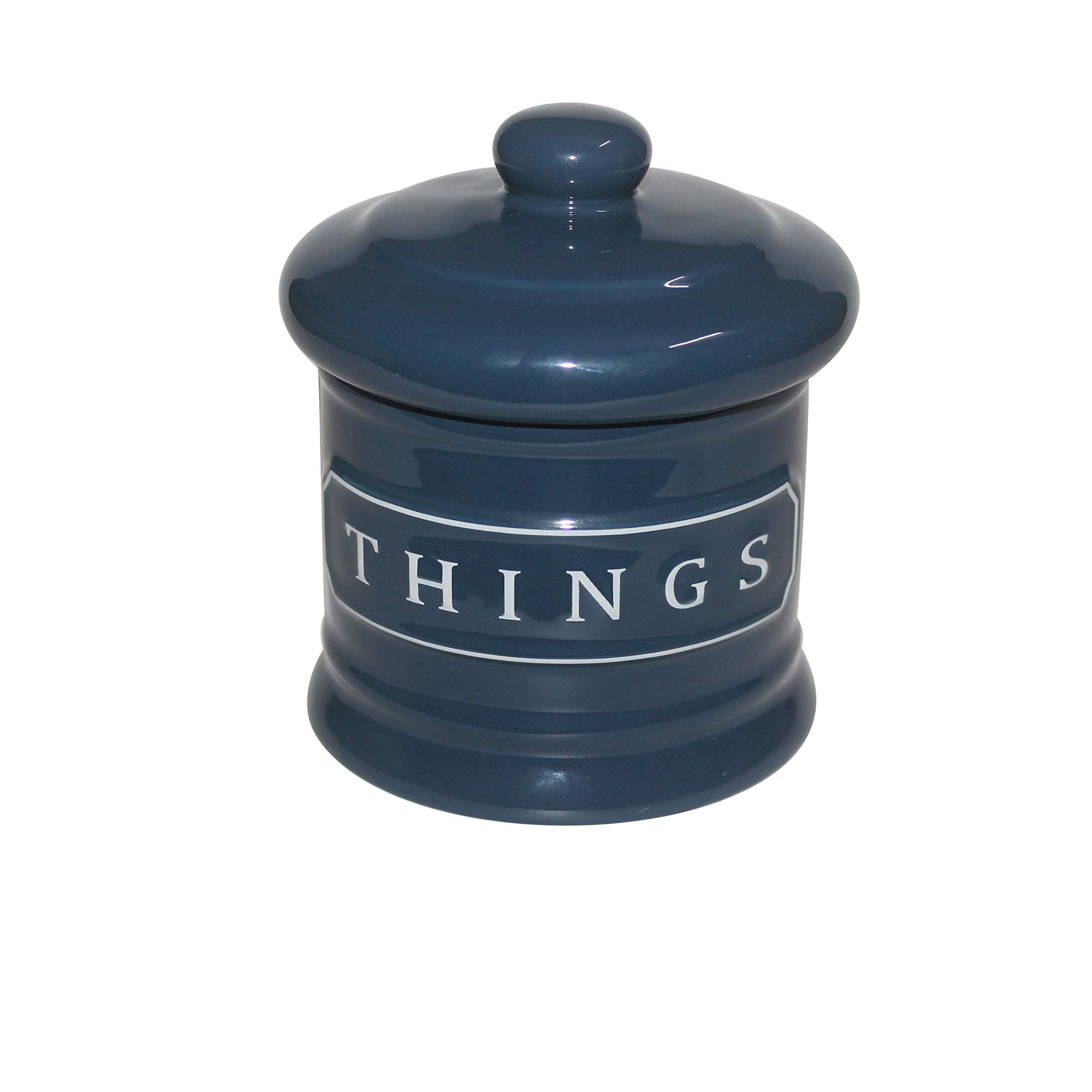 Ceramic Bathroom Vanity Storage Canister Set with Lid - Organizer for Cotton Balls, Q-Tips, Makeup Sponges & Bath Salts - Cobalt Blue Cosmetic Jars - Perfect for Bathroom Countertop, Vanity Table & Spa Decor