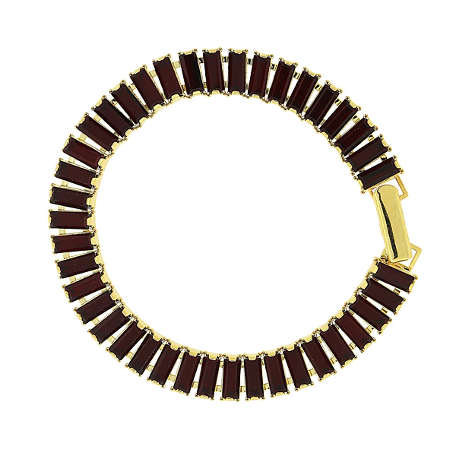1928 Jewelry Austrian Crystal Baguette Link Bracelet for Women - Elegant Vintage Style Crystal Tennis Bracelet for Wedding, Party & Evening Wear