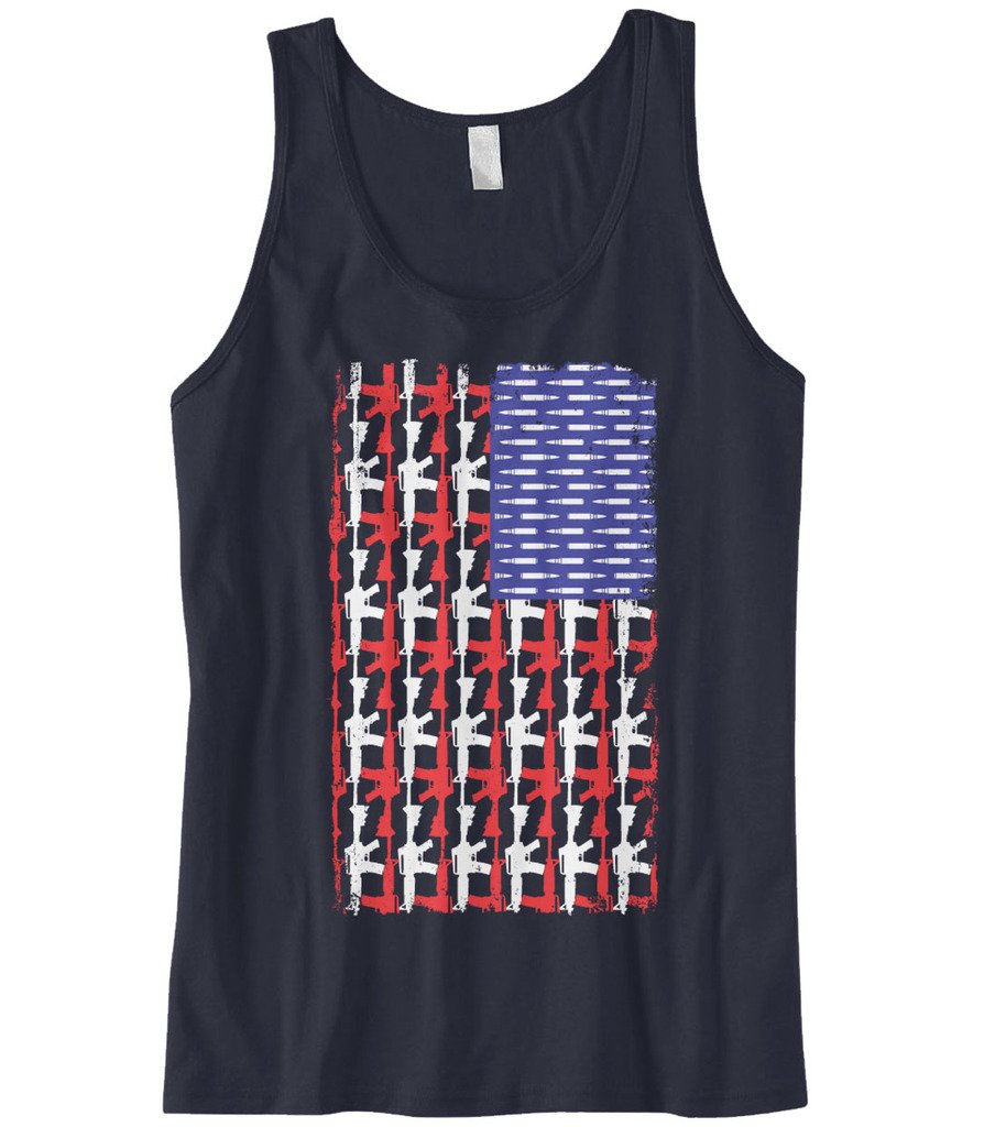 Cybertela Men's Patriotic American Flag Guns & Bullets Graphic Tank Top - Perfect for 4th of July, BBQ Parties & Casual Summer Wear