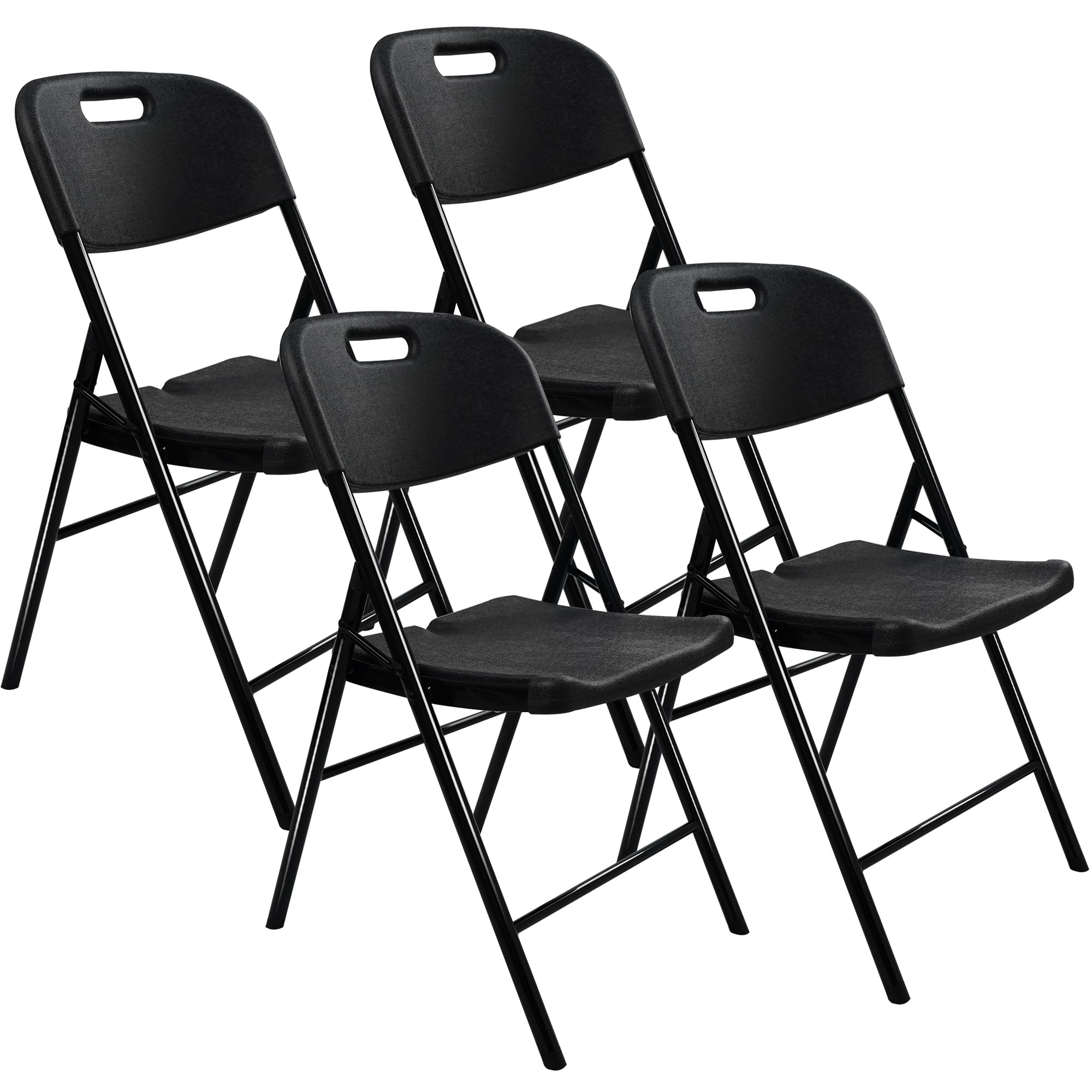4 Pack Heavy Duty Folding Chairs - 700 lb Weight Capacity, Indoor Outdoor Foldable Chairs for Restaurant, Kitchen, Picnic, Wedding, Party & Events - Perfect for Backyard BBQs, Camping, Tailgating & Home Use (Black, 4 Pack)