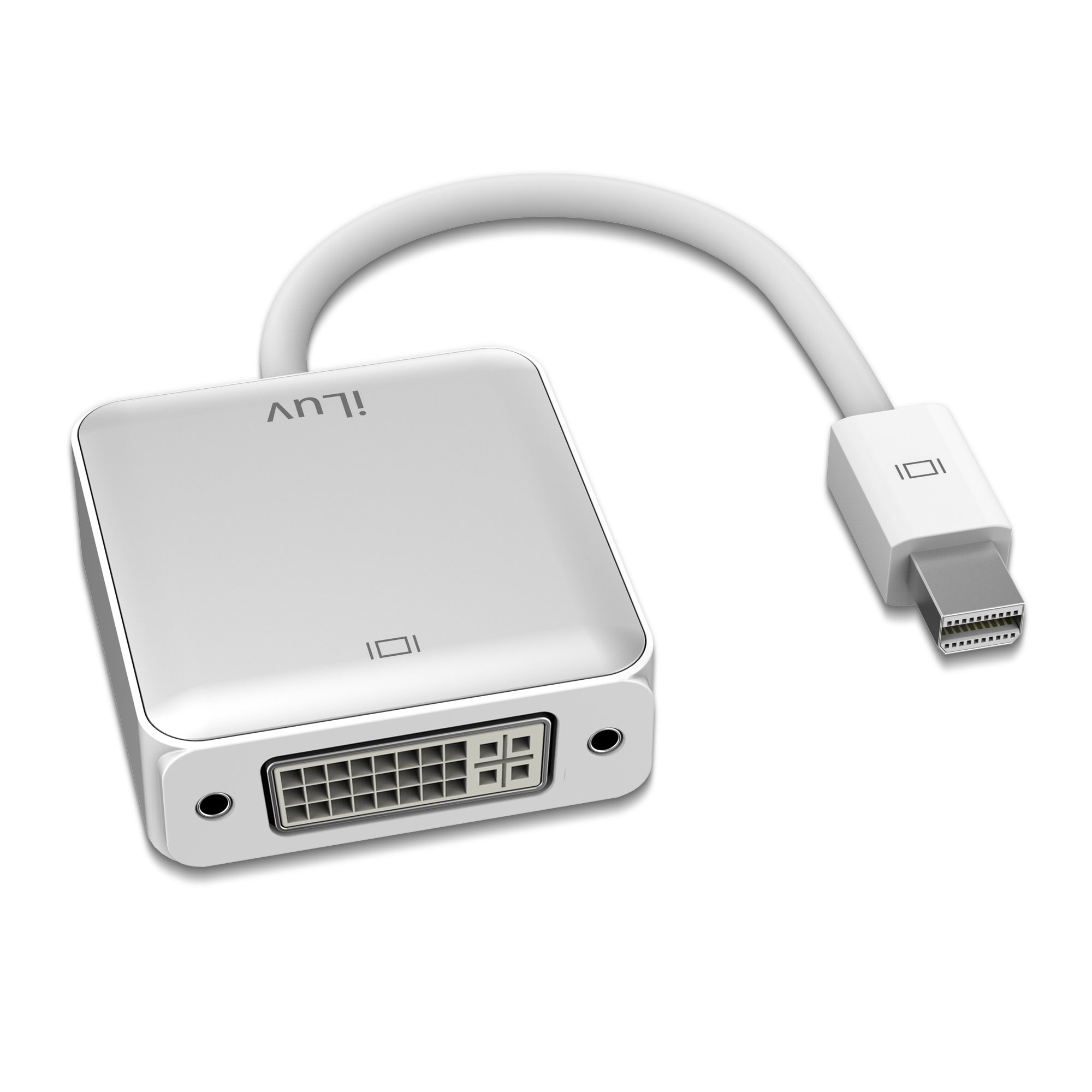iLuv Mini DisplayPort to DVI Adapter - Thunderbolt Compatible - Aluminum Finish & Shielded Cable - 1920x1080 HD Resolution for Mac to DVI Monitor - No Extra Power/Driver Needed (2.4