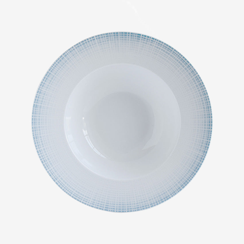 Bernardaud Saphir Rim Soup Bowl - Elegant White & Turquoise Porcelain Dinnerware for Fine Dining & Home Entertaining