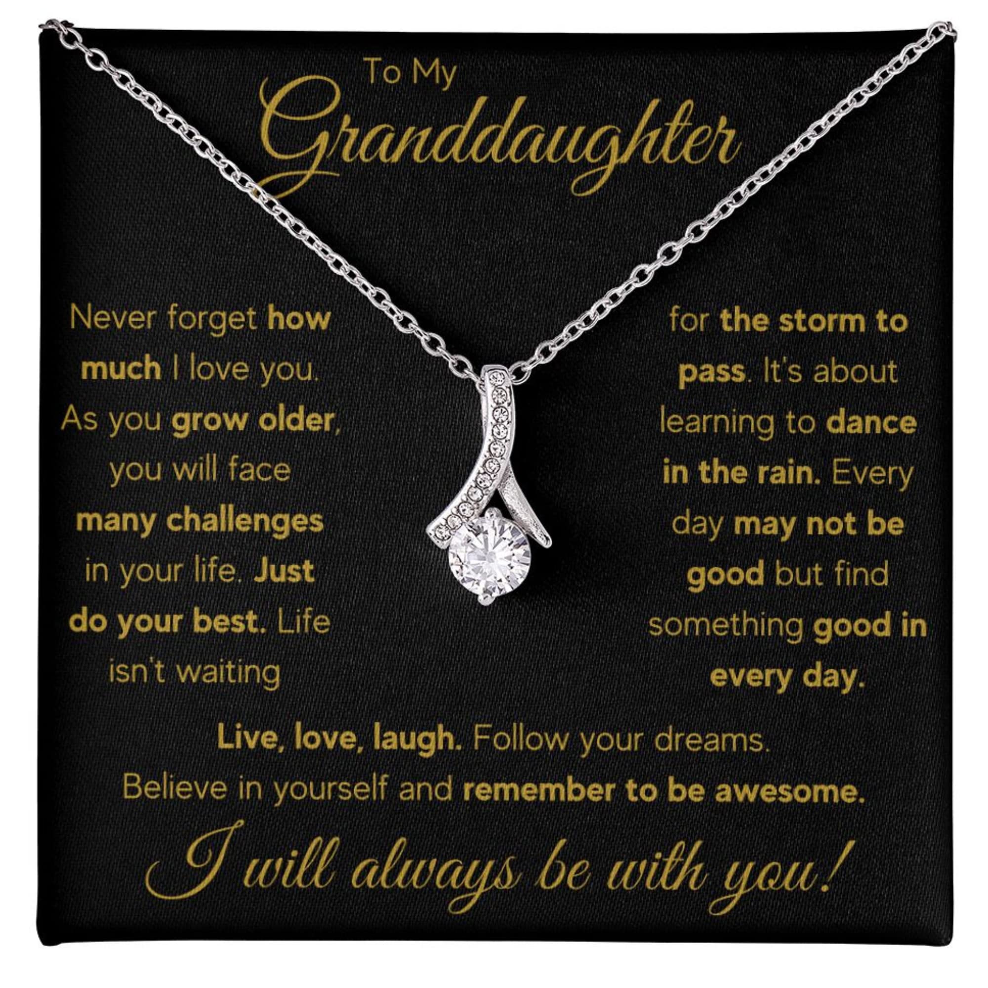 Personalized Granddaughter Necklace Gift from Grandma or Grandpa - Engraved Pendant Jewelry for Graduation, Birthday with Message Card & Gift Box (LED/Rain Alluring) - Perfect for Special Occasions & Keepsake Memories