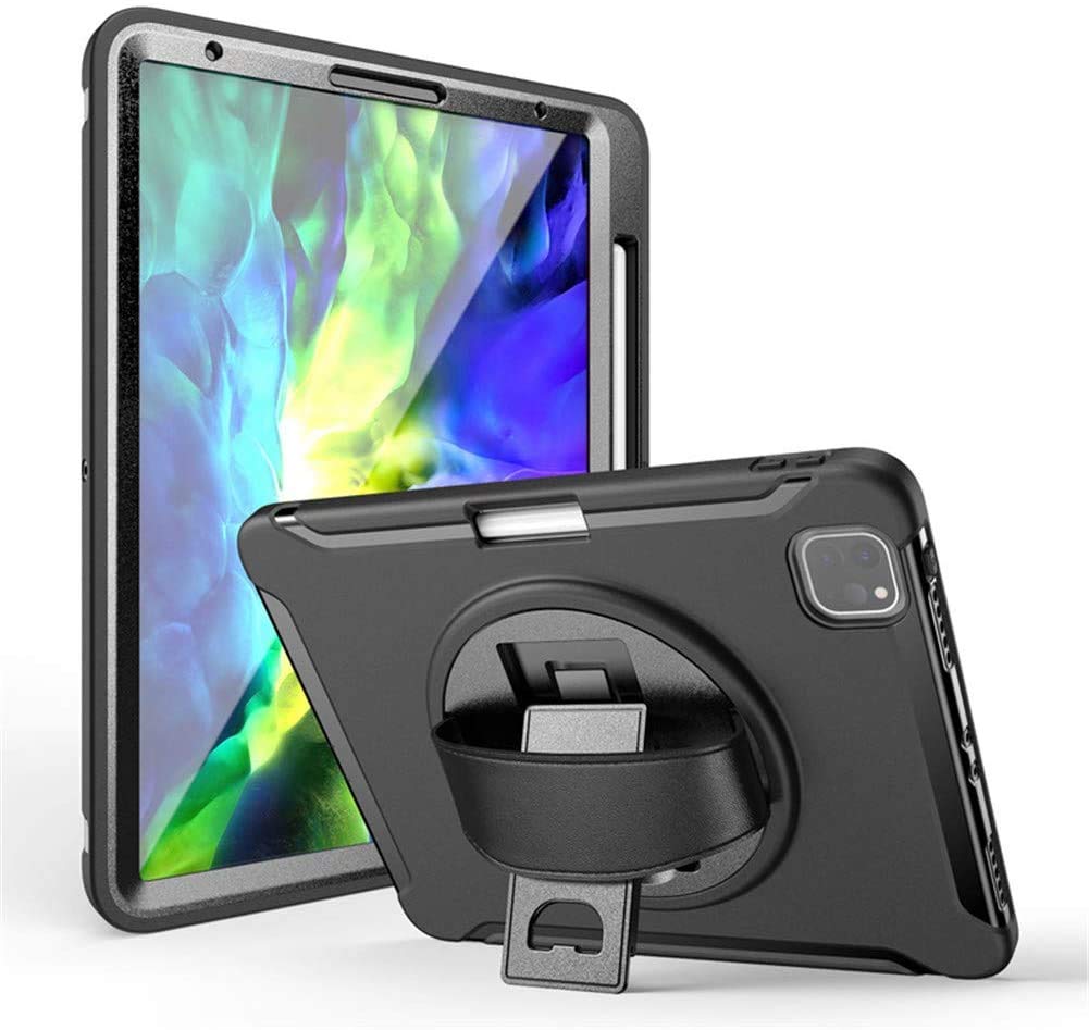 SaharaCase Heavy Duty Shockproof Case for iPad Pro 12.9 (2020 Model) - Rugged Protective Cover with Hand Strap & Built-in Screen Protector | Perfect for Construction Sites, Outdoor Adventures & Travel Protection