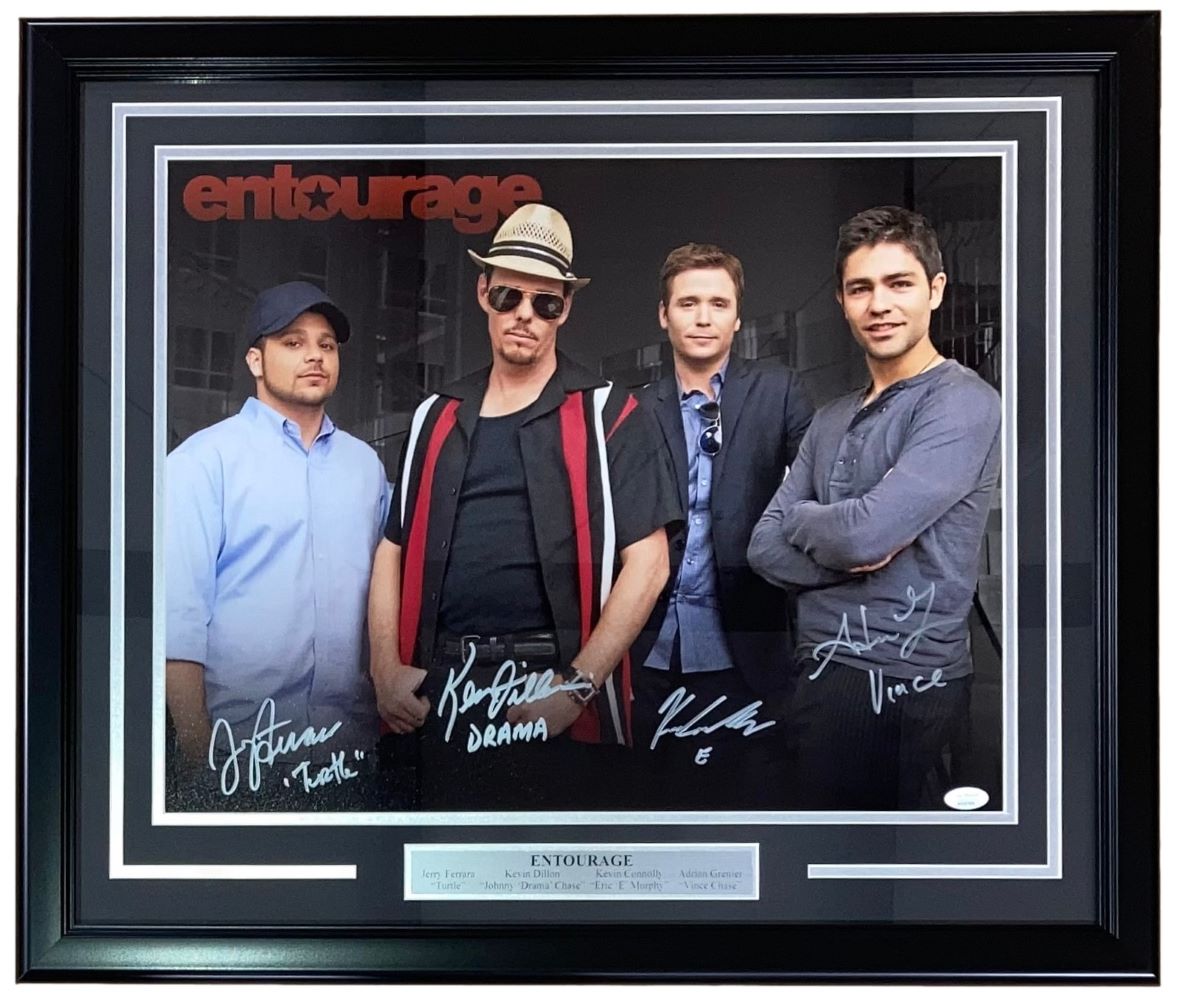 Entourage Cast Signed Framed 16x20 Photo - Jeremy Piven, Adrian Grenier & Cast (JSA Certified) - Perfect for TV Memorabilia Collections & Man Cave Decor