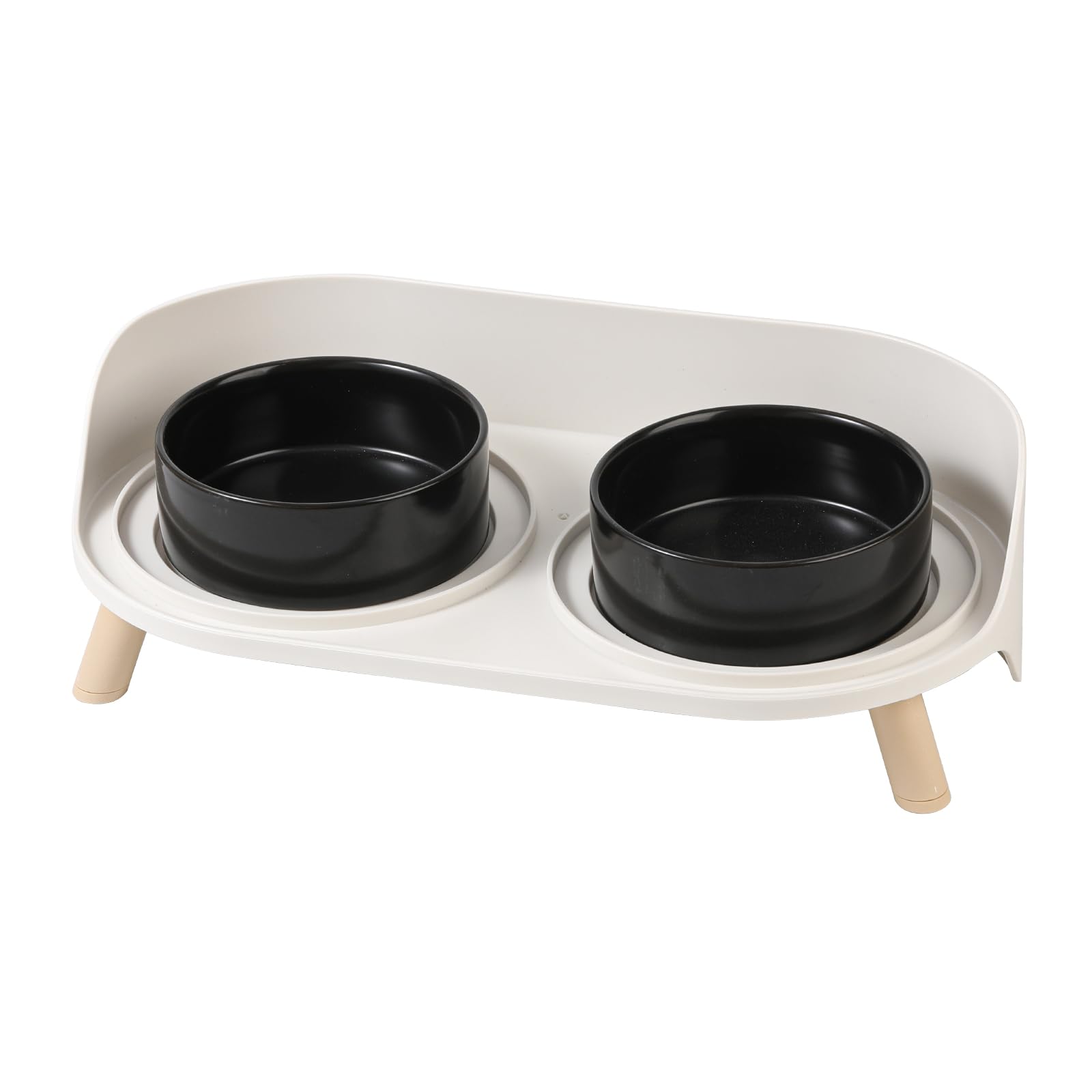 Elevated Ceramic Cat Bowl Set - Raised Double Dishes for Food & Water with Non-Slip Stand - Splash Proof Pet Bowls for Cats & Small Dogs - 2 x 480ml (16.2oz) - Perfect for Indoor Feeding & Mess-Free Mealtime