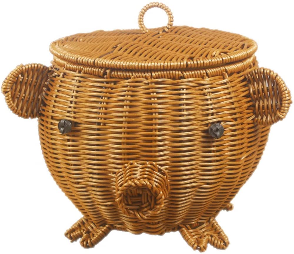 Cute Animal Shaped Rattan Woven Fruit Basket - 8.3 Inch Novelty Snack Bowl for Fruits, Vegetables, Breakfast Display | Perfect for Kitchen, Dining Table, Picnic & Home Decor