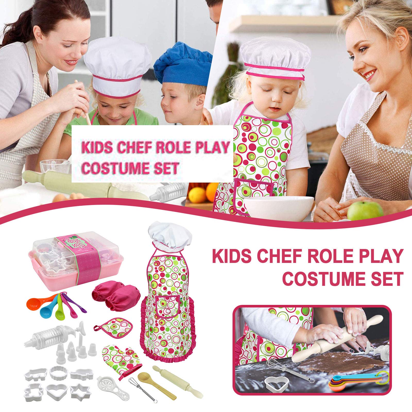 XL Air Fryer Oven Bakeware Set - Professional Chef Kit with Kids Cooking Dress Up & Role Play Kitchen Toys for Baking Enthusiasts | Perfect for Family Cooking, Pretend Play & Home Kitchen Accessories