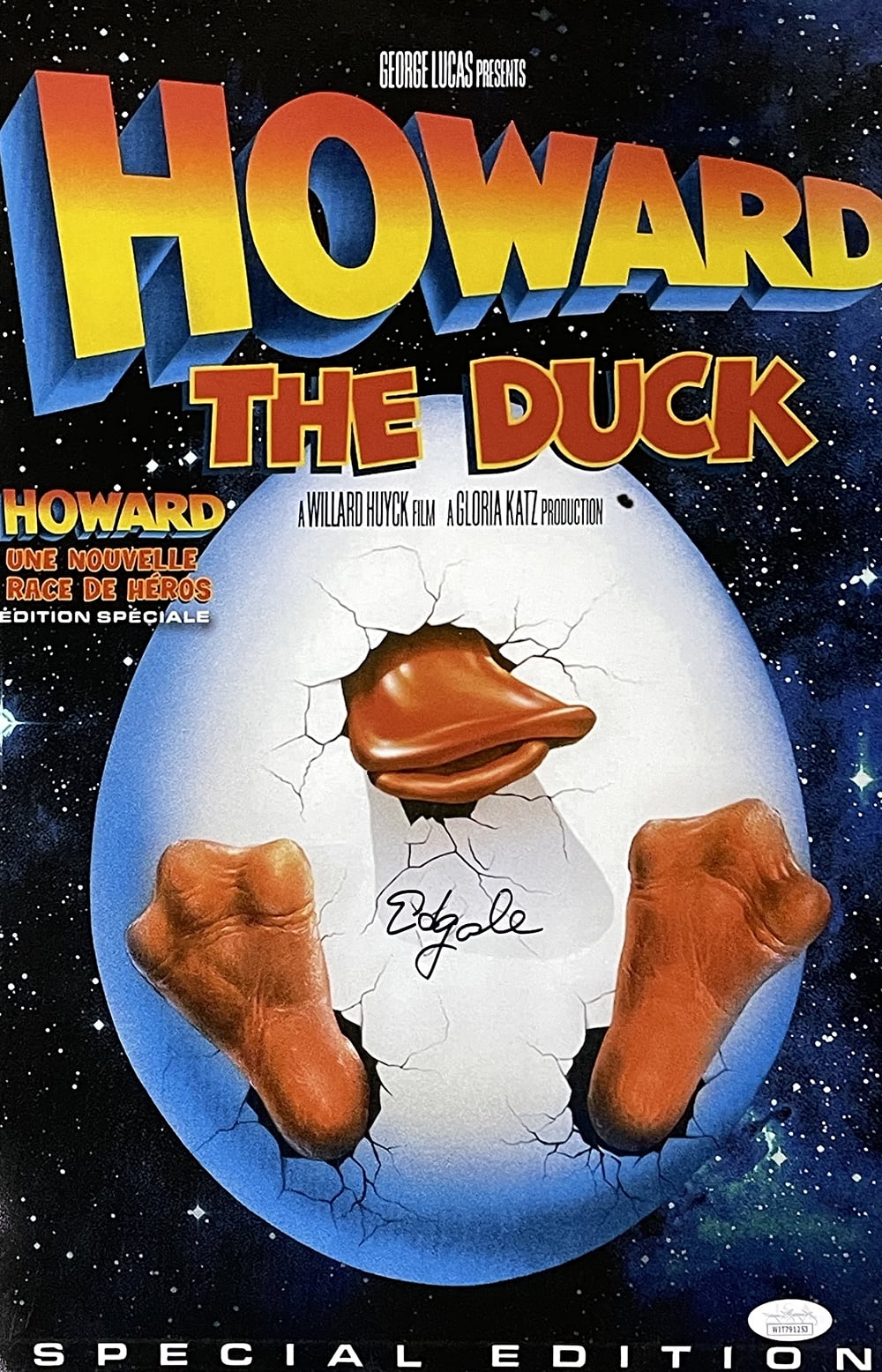Ed Gale Autographed Howard The Duck 11x17 Movie Poster Photo with JSA COA - Collectible Memorabilia for Fans, Movie Enthusiasts & Home Theater Decor