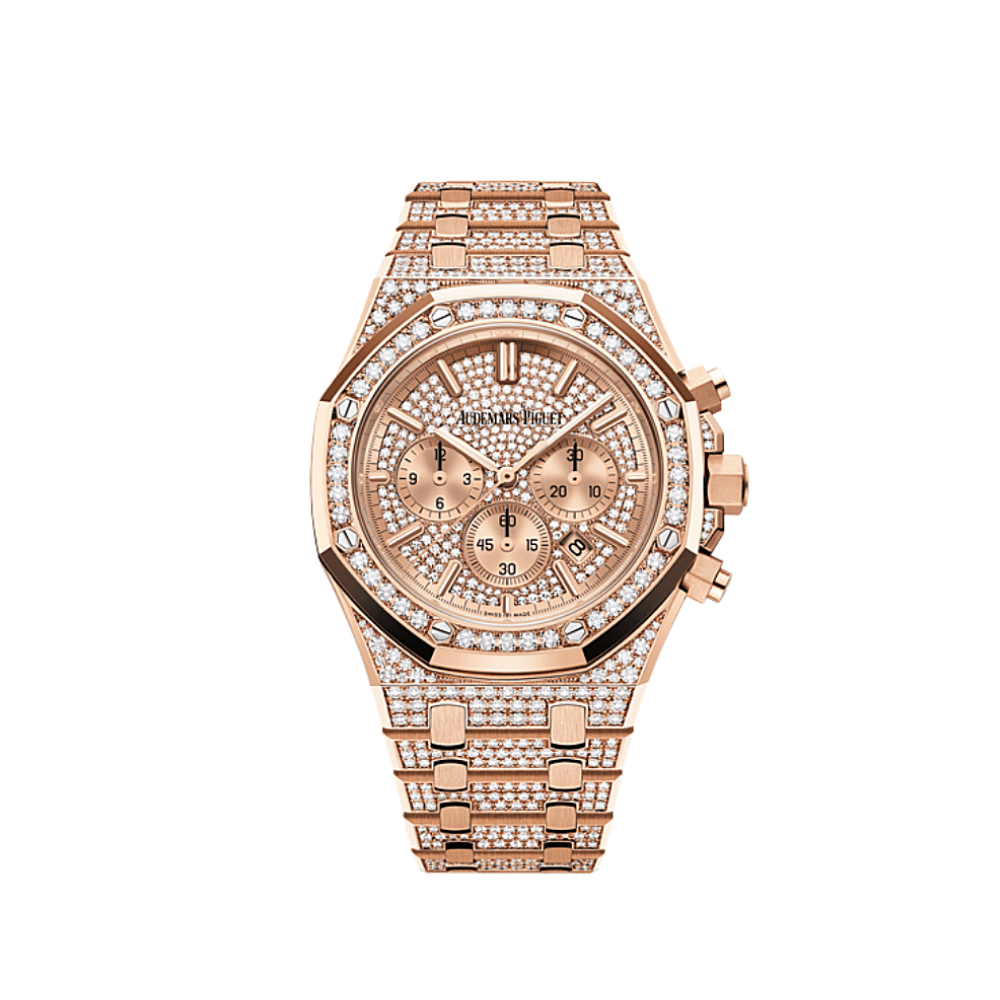 Audemars Piguet Royal Oak 26333OR Chronograph 18K Rose Gold Watch with Diamonds - Luxury Men's Timepiece for Business & Formal Occasions