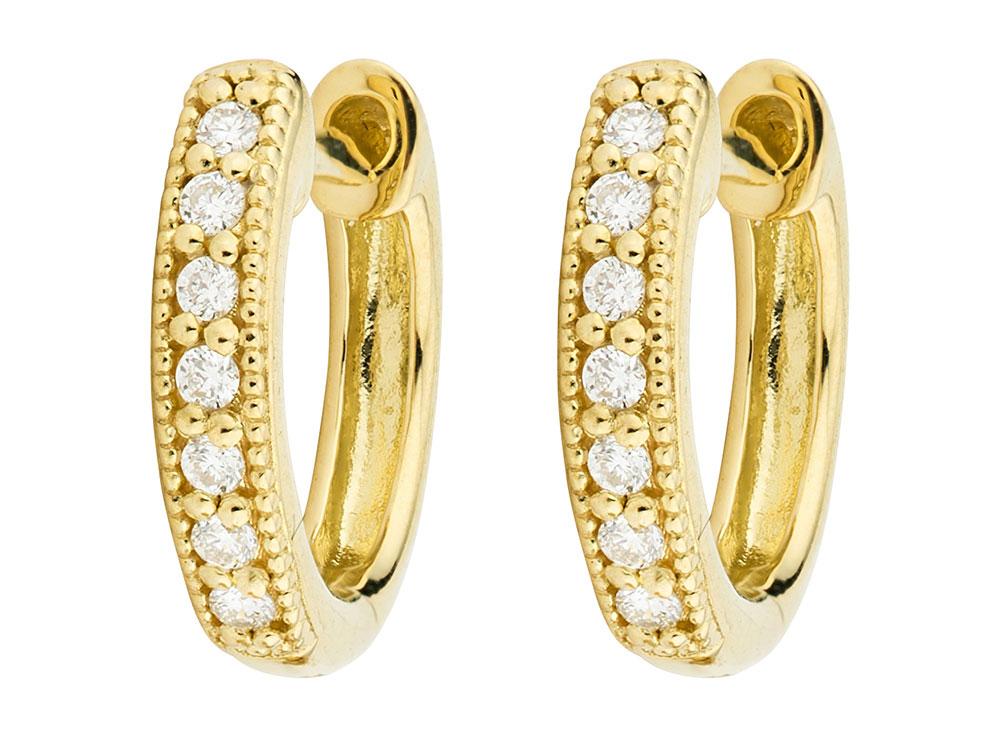 Jude Frances Diamond Huggie Hoop Earrings - 14K Gold Plated Cubic Zirconia Stud Earrings for Women | Perfect for Everyday Wear, Parties & Special Occasions