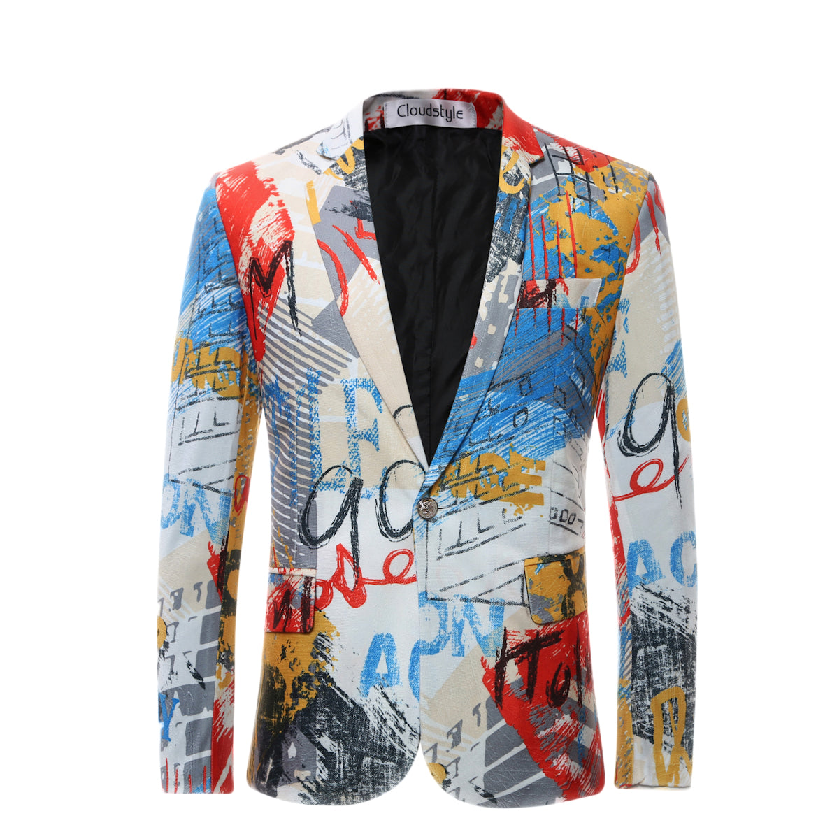 Slim Fit Print Blazer for Men - Stylish Motley Pattern Jacket for Business, Office, and Casual Wear
