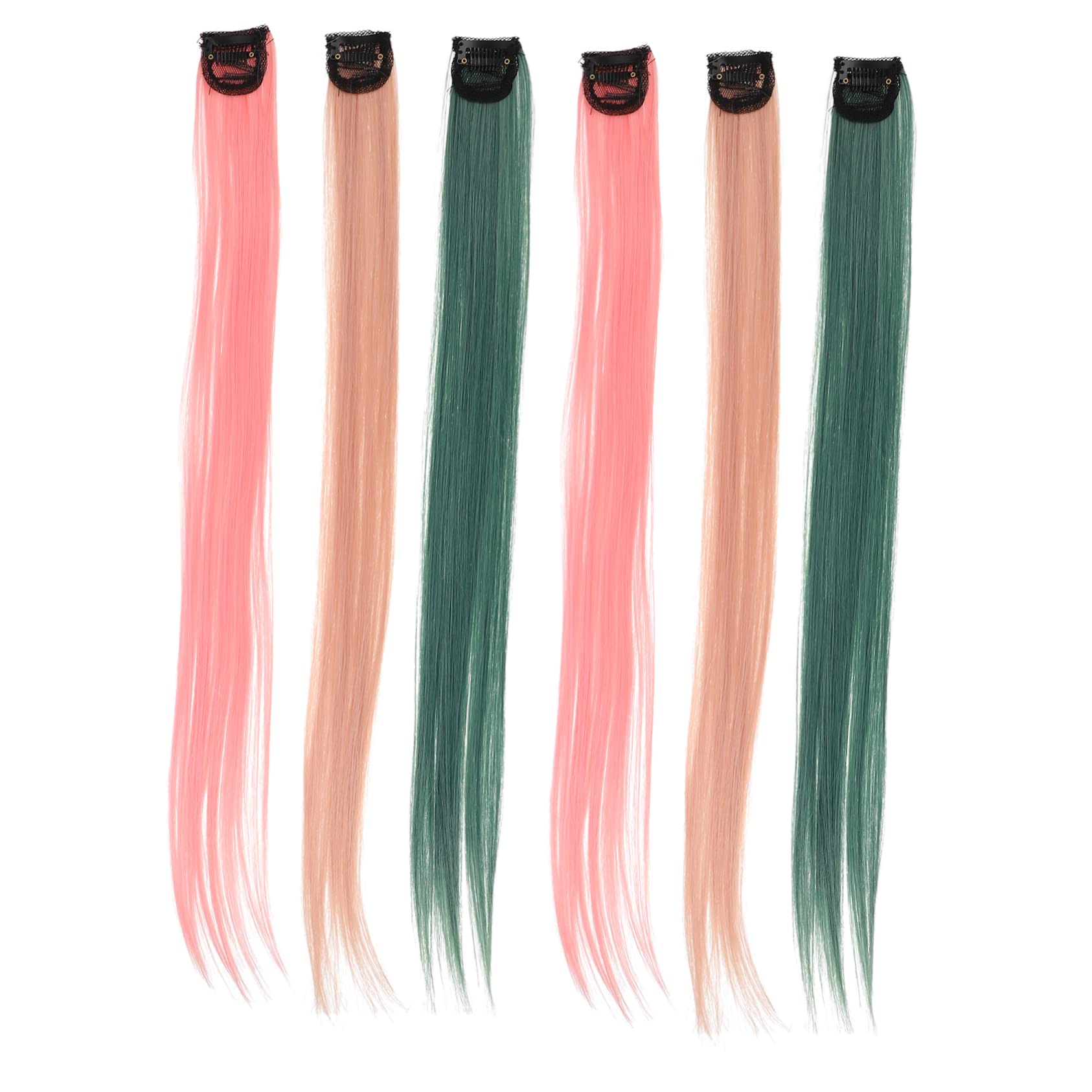 FOMIYES 6-Piece Cosplay Wig Set for Women - Straight Synthetic Wigs, Hair Extensions & Toppers with Colored Ponytail & Wavy Hair Pieces | Perfect for Halloween, Cosplay, Costume Parties & Daily Styling