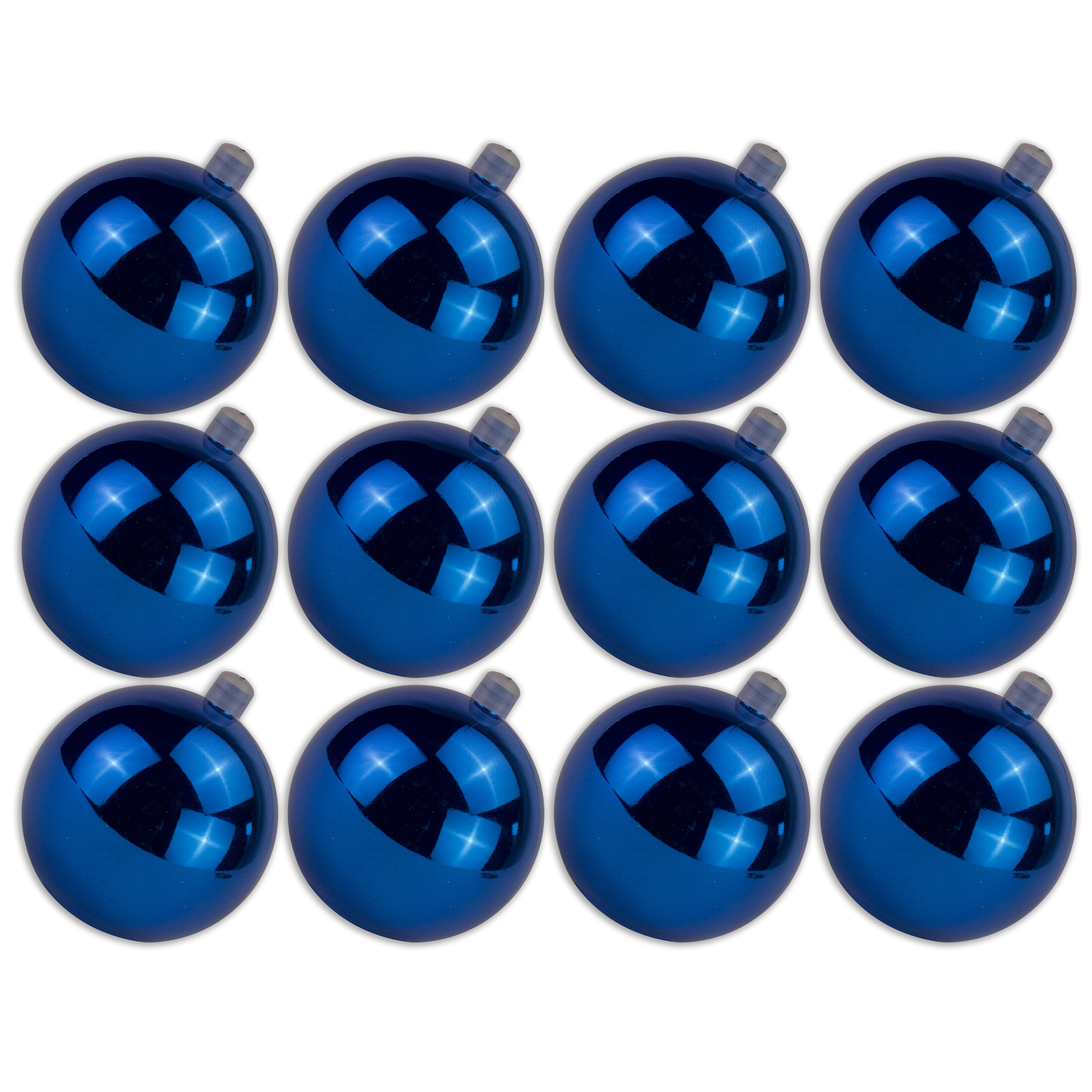 12 Pack 80mm Shiny Blue Christmas Ball Ornaments with Hanging Wire - UV Coated Shatterproof Decorations for Holiday Tree, Party, Wedding & Home Decor