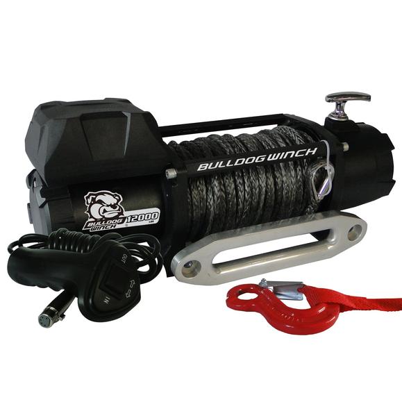 Bulldog Winch 12,000 lb Heavy Duty Winch with 100 ft Synthetic Rope - Perfect for Off-Road Recovery, Towing, and Truck Accessories