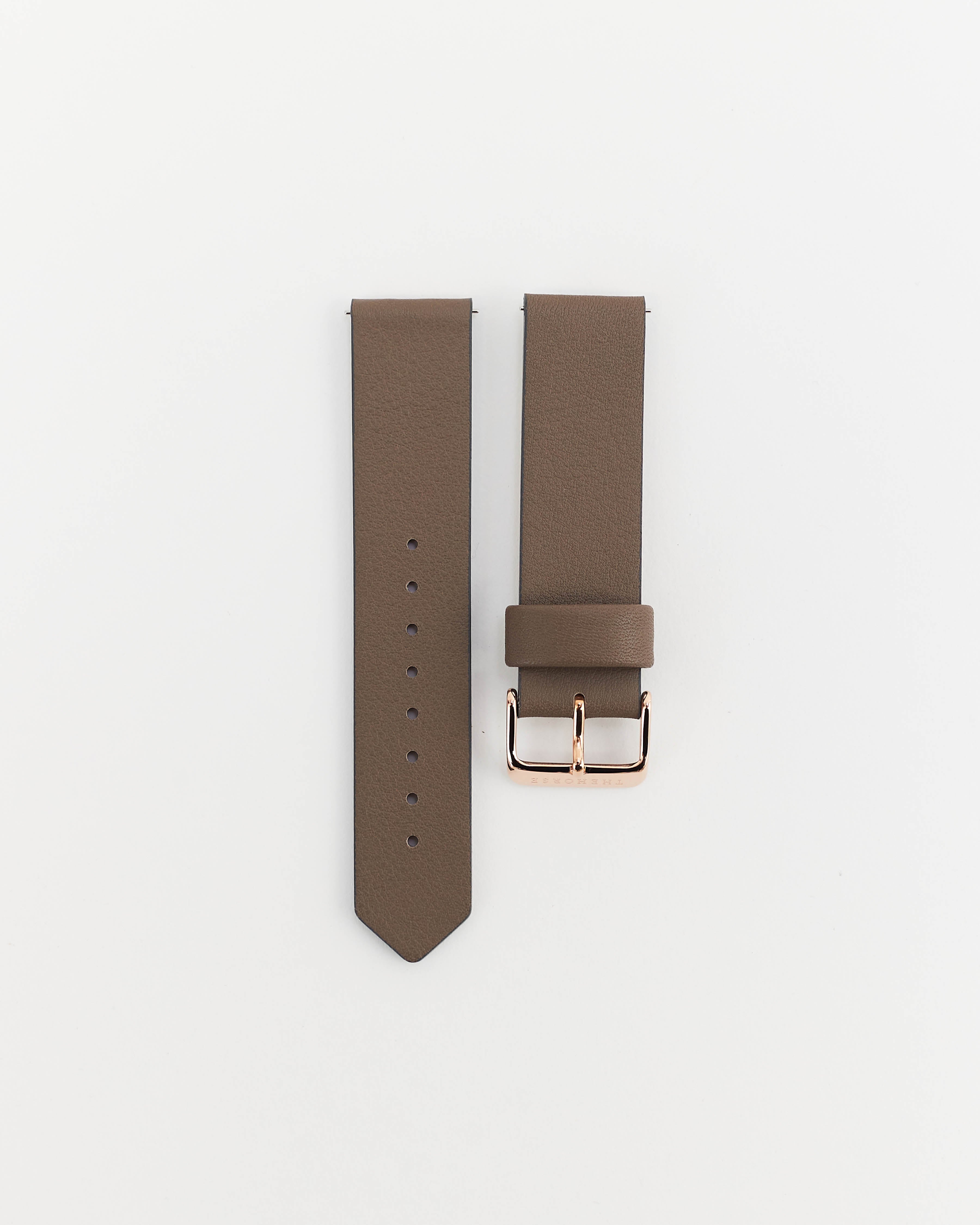 Original 20mm Taupe Leather Watch Strap with Rose Gold Buckle - Elegant & Durable Replacement Band for Smartwatches & Classic Timepieces (Office, Casual, Special Occasions)