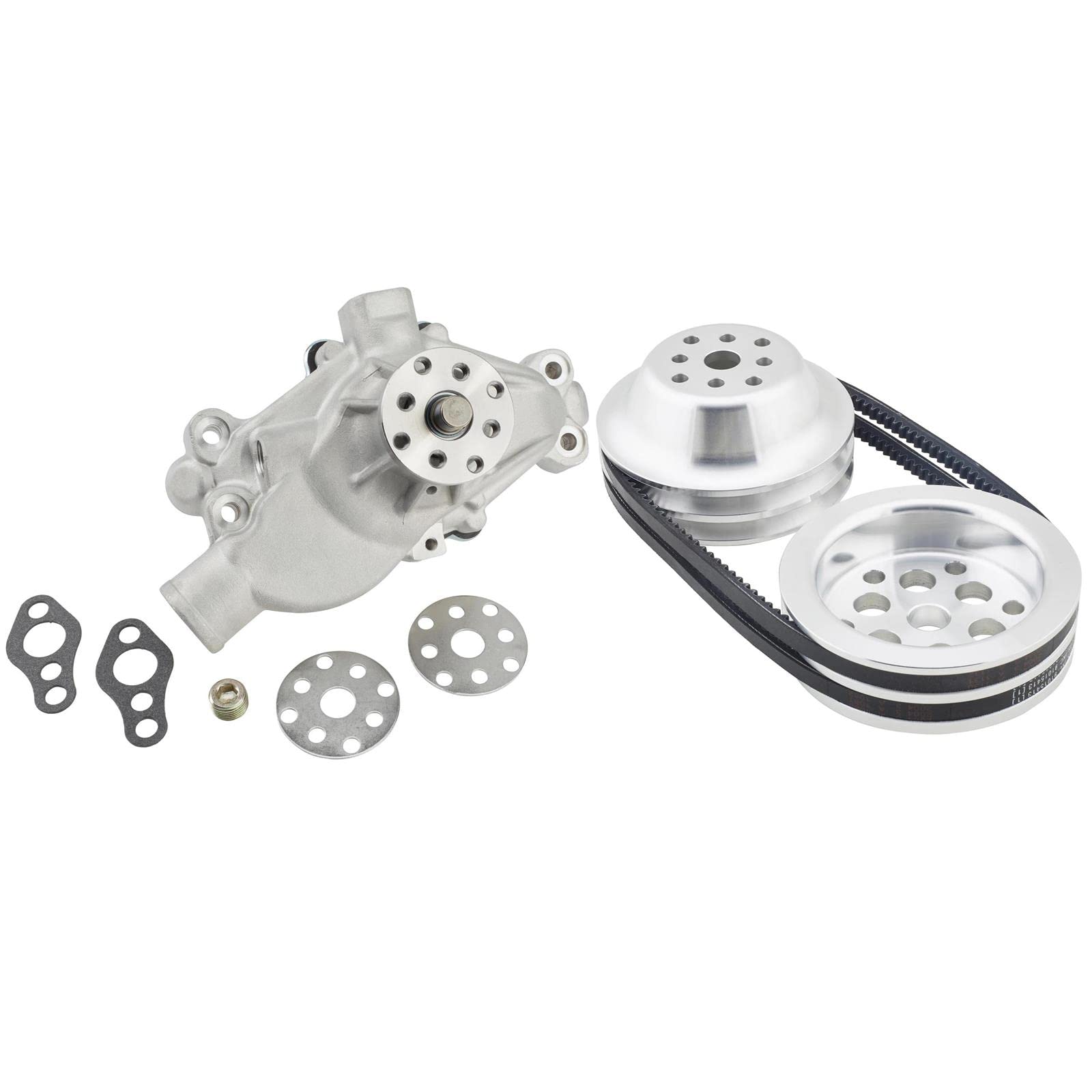 AFCO Small Block Chevy Short Race Water Pump & Pulley Combo - Compatible with Chevy 283-400ci Engines - High Performance Cooling for Drag Racing & Street Rods