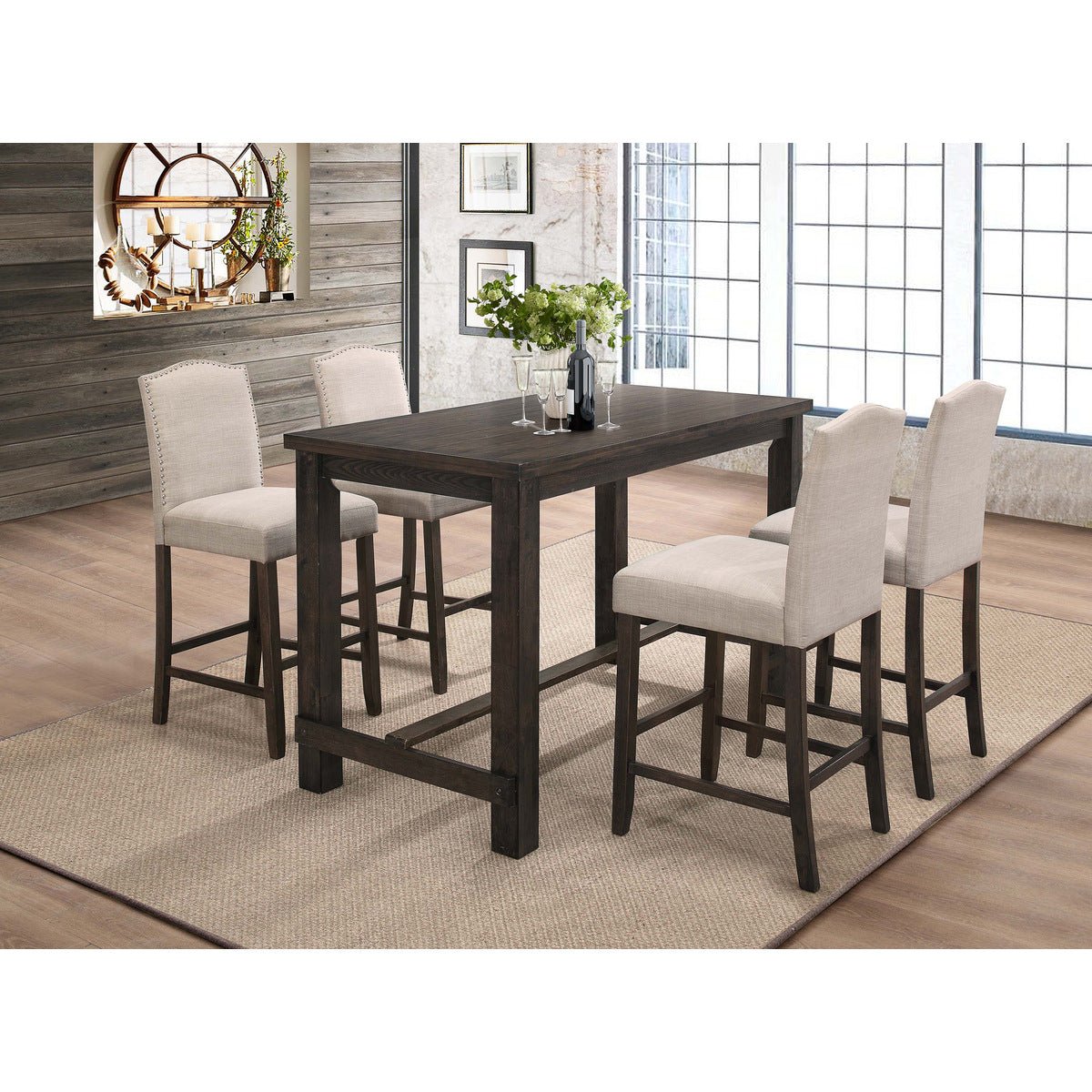 2-Piece Counter Height Bar Stool Set - Modern Kitchen Island & Breakfast Nook Seating - Bartell Adjustable Height Chairs for Home & Cafe Use