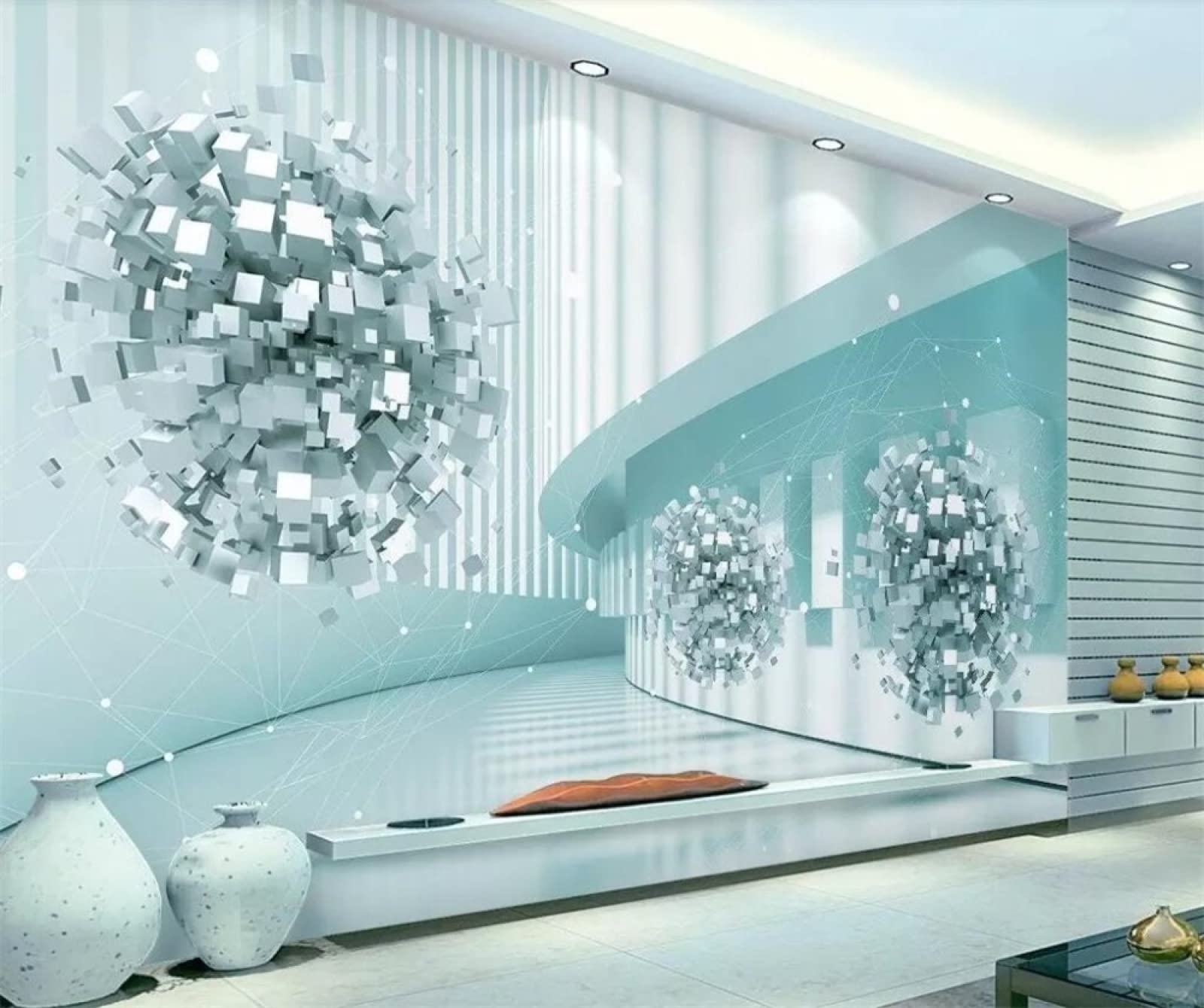 3D Mural Wallpaper - Futuristic Abstract Architecture Design for TV Background, 118
