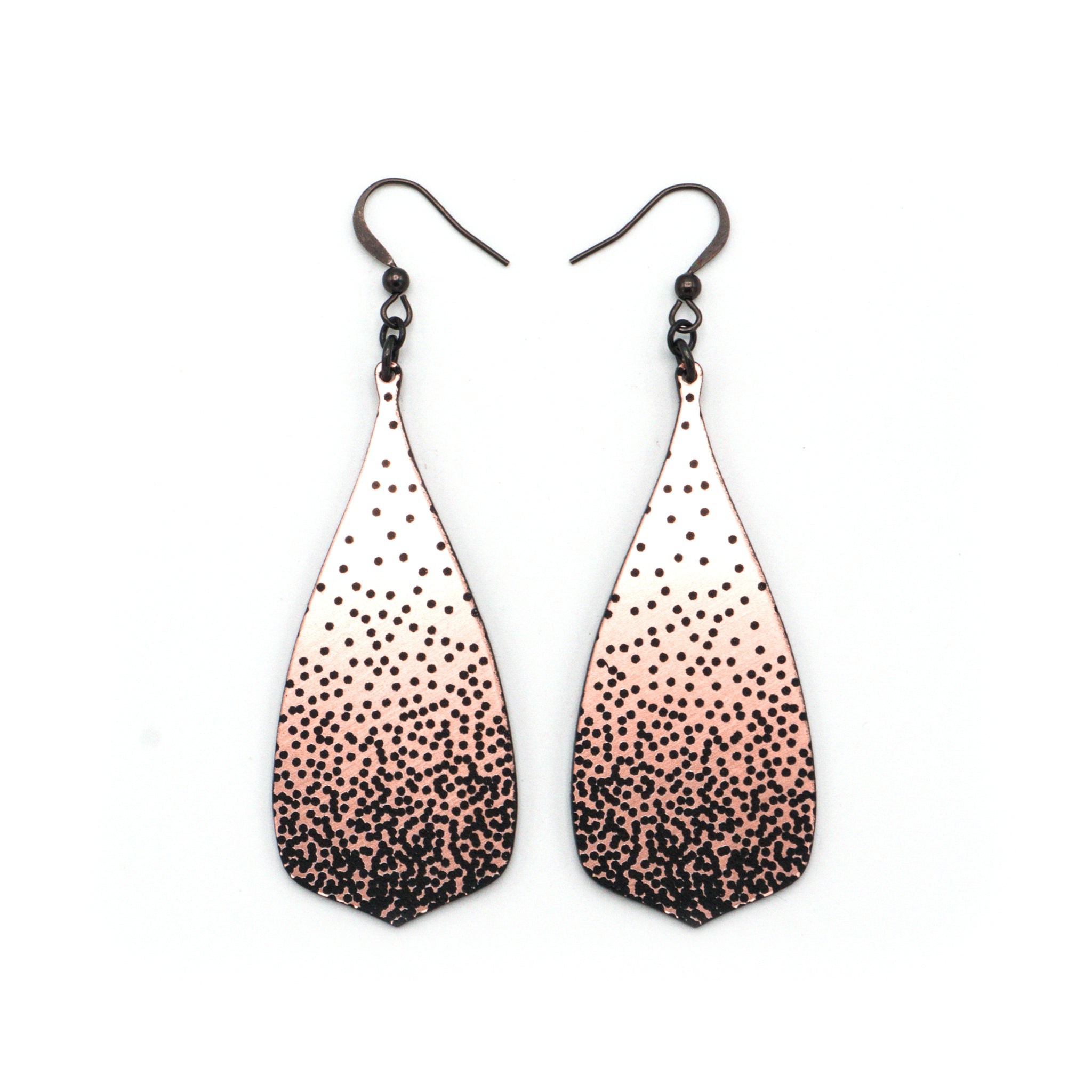 Sparkling Gradient Flared Bevel Drop Acrylic Earrings - Rose Gold & Black | Elegant Dangle Earrings for Women, Perfect for Parties, Weddings & Everyday Wear