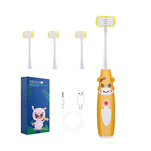 Best Kids Electric Toothbrush with Timer - Sonic Toddler Toothbrush with 3 Silicone Brush Heads (U31) for Gentle Cleaning | Perfect for Home, Travel & School Use
