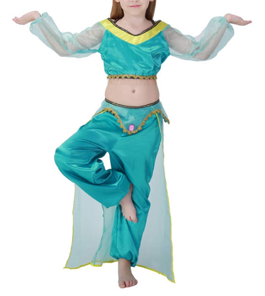 Halloween Green Arab Girl Costume | Kids Belly Dance Dress | Indian Dance Wear for Festivals, Parties & Cultural Events