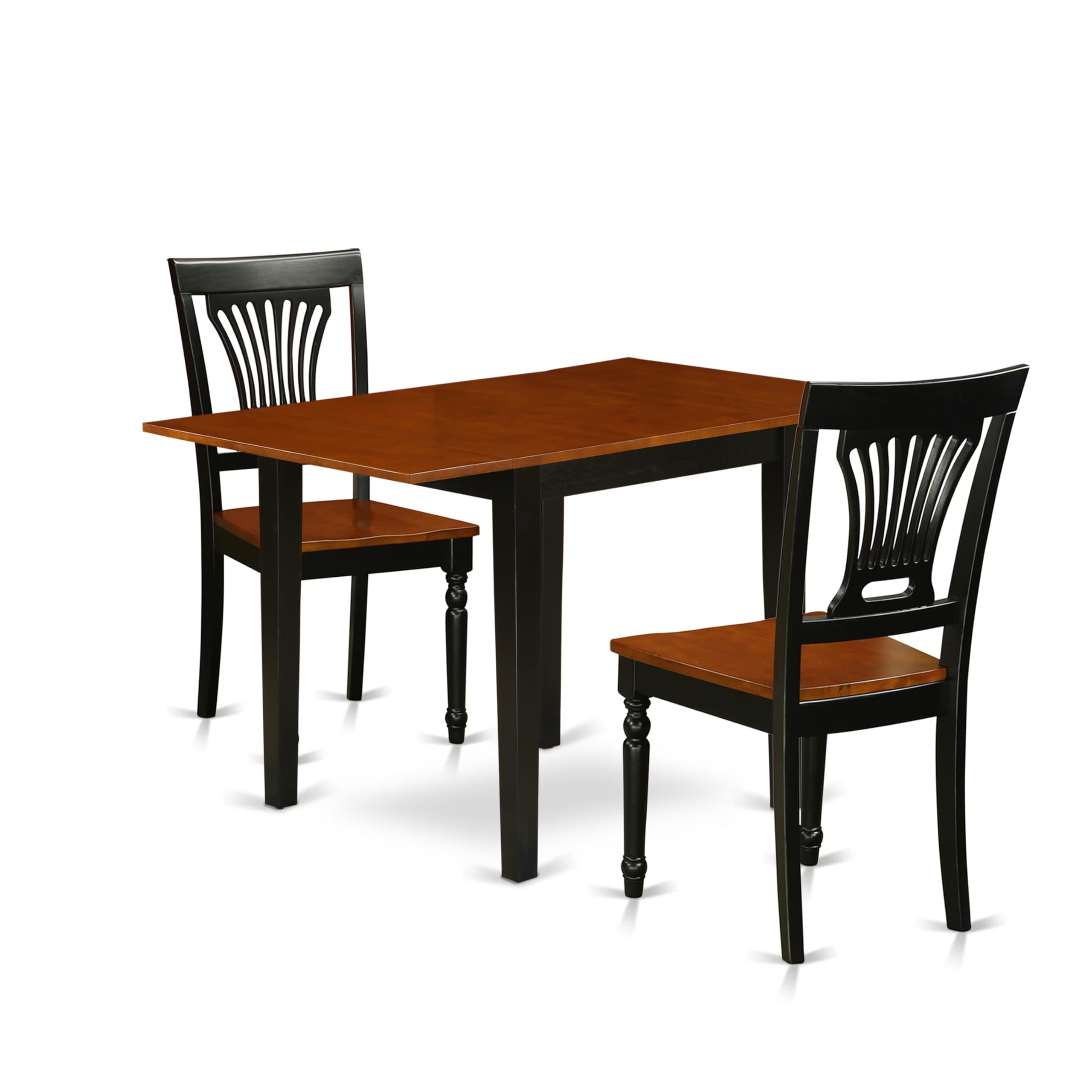 Modern 3-Piece Dining Table Set with Drop Leaf & 2 Chairs - 30x48 Inch Rectangle Wooden Table in Black & Cherry - Perfect for Small Kitchens, Apartments & Cozy Dining Spaces