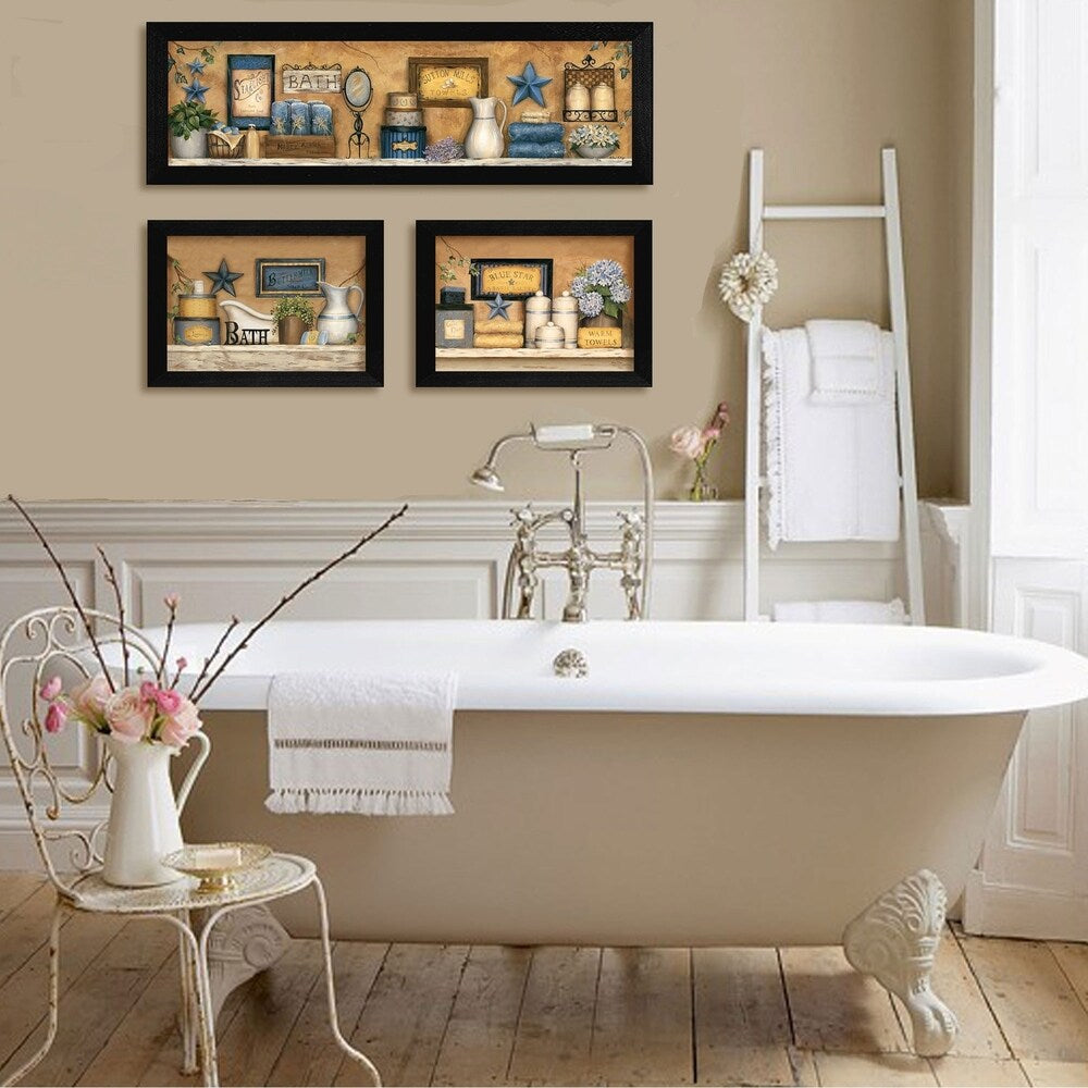 Carrie Knoff Bathroom Wall Art Set - 3 Piece Framed Black Wall Decor for Bathroom, Ready to Hang | Perfect for Bathroom Decor, Spa Retreat & Home Interior Design