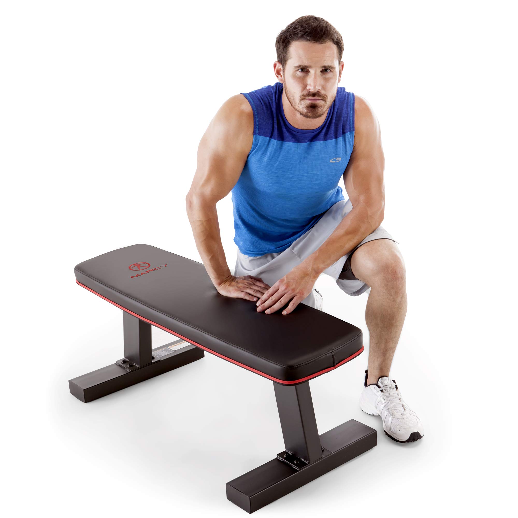 Marcy Flat Utility Weight Bench for Home Gym - Adjustable Strength Training Bench for Full Body Workouts, Ab Exercises & Weight Lifting | Perfect for Home Fitness, Garage Gym & Personal Training