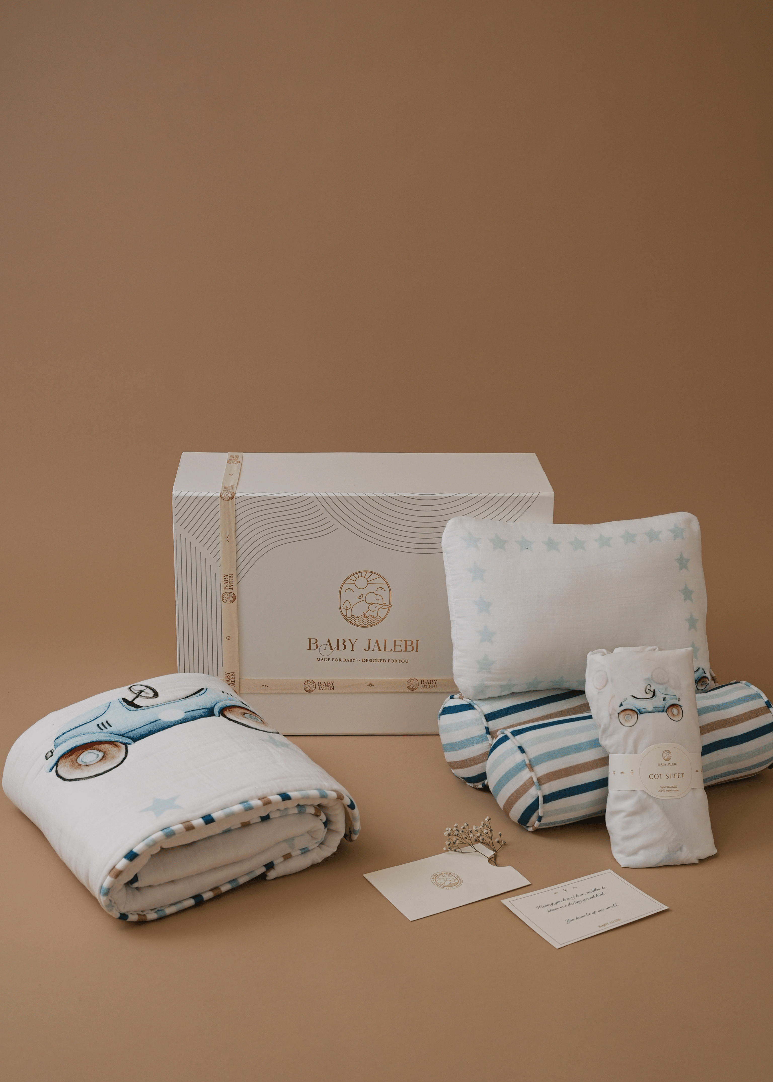 Premium Roadster Cot Bedding Set - Soft Baby Crib Sheets & Matching Accessories for Nursery Decor | Perfect for Boys & Girls Rooms, Baby Showers & Newborn Gifts