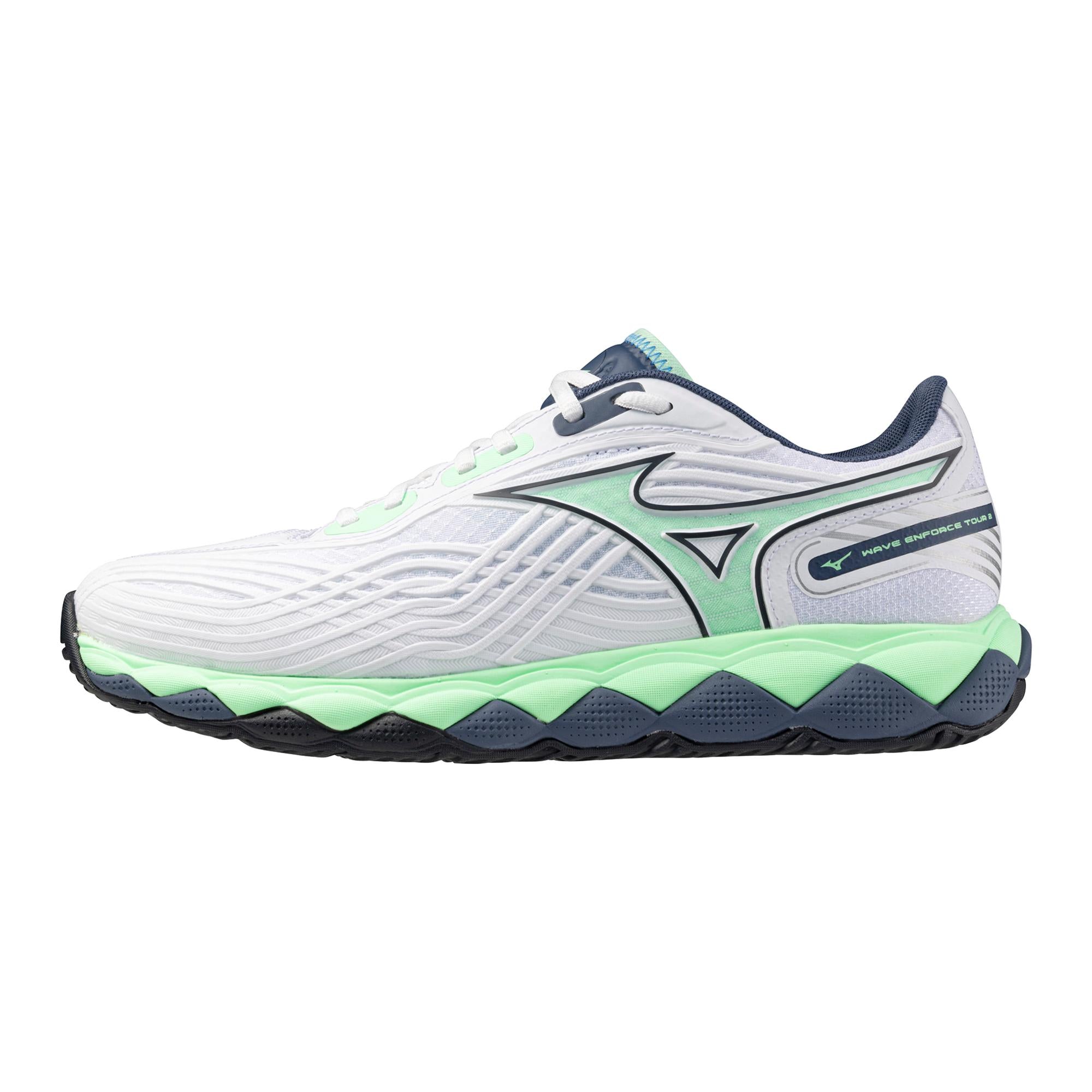 Mizuno Wave Enforce Tour White & Mint Men's Tennis Shoes - Lightweight Performance Court Shoes for Competitive Play & Training