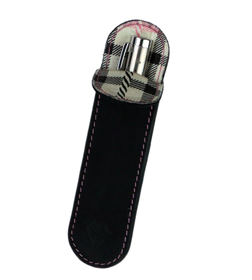 Dee Charles Designs Single Sleeve Pen Carrying Case - Premium Leather Pencil Holder for Artists & Writers (Midnight Pink) - Perfect for Sketching, Journaling & Office Use