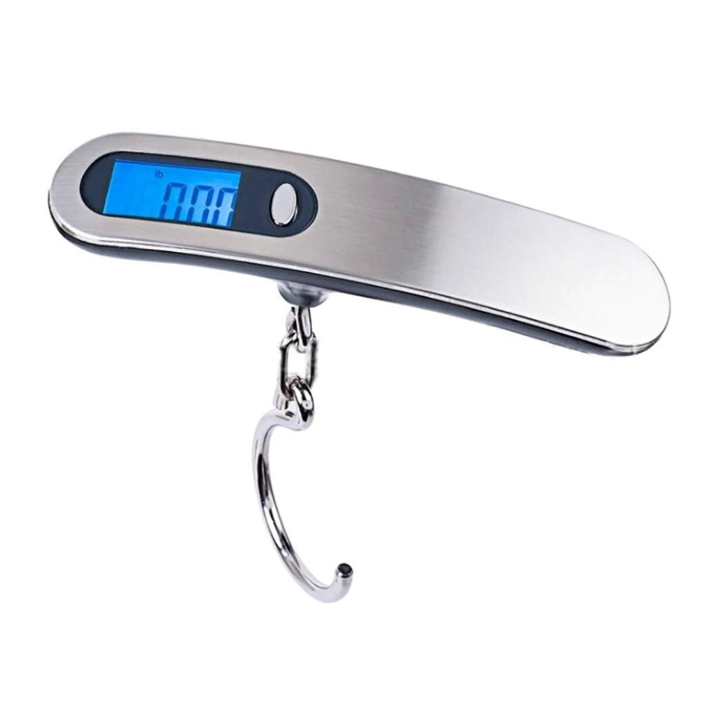 Unionm Digital Luggage Scale - 50KG/110LB Portable Electronic Hanging Scale with LCD Display, 10g Precision for Travel, Fishing, and Shipping (Silver) | Perfect for Airports, Camping Trips, and Package Weighing
