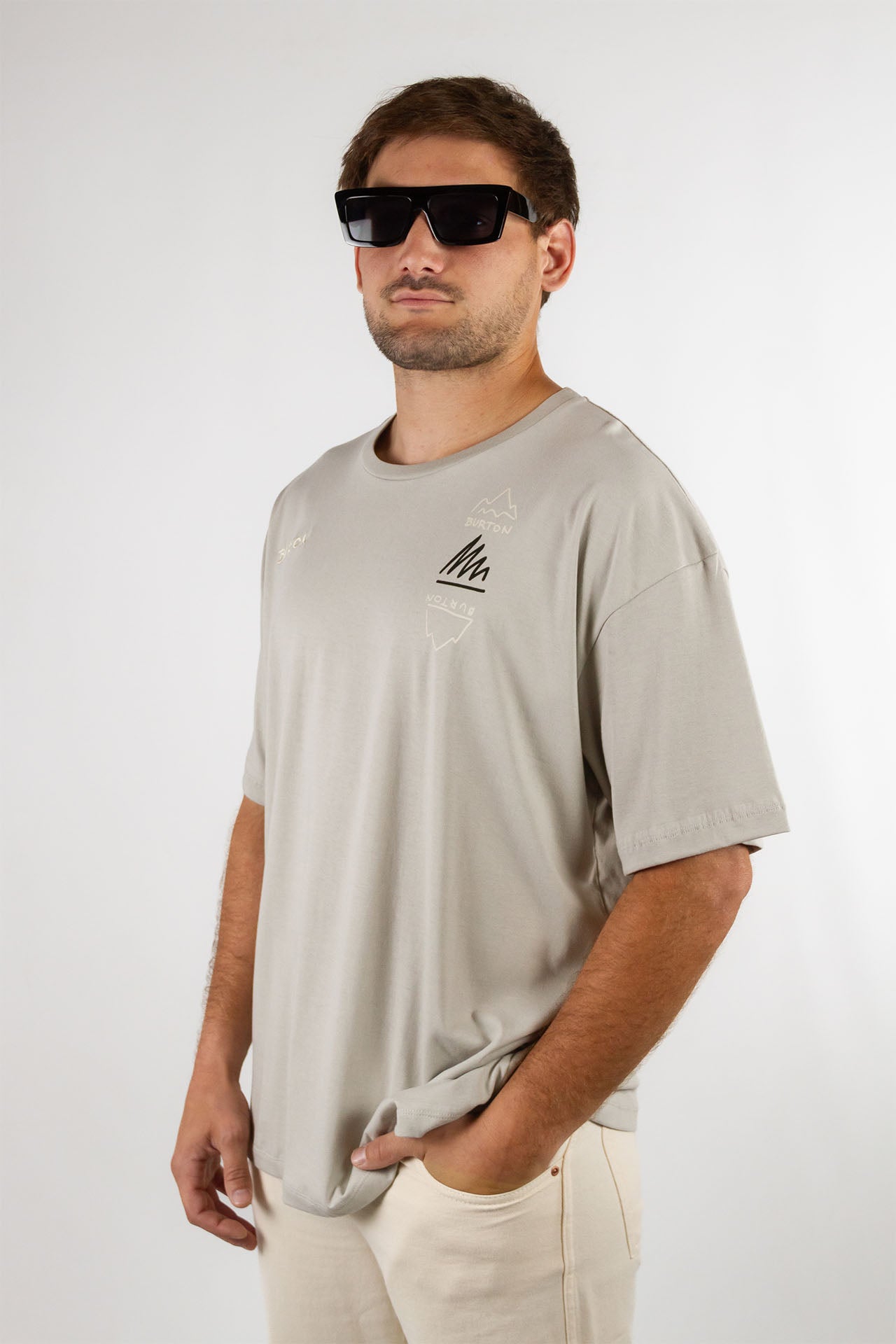 Burton H Mistbow Grey T-Shirt for Men - Comfortable Cotton Casual Tee for Everyday Wear, Outdoor Activities & Street Style