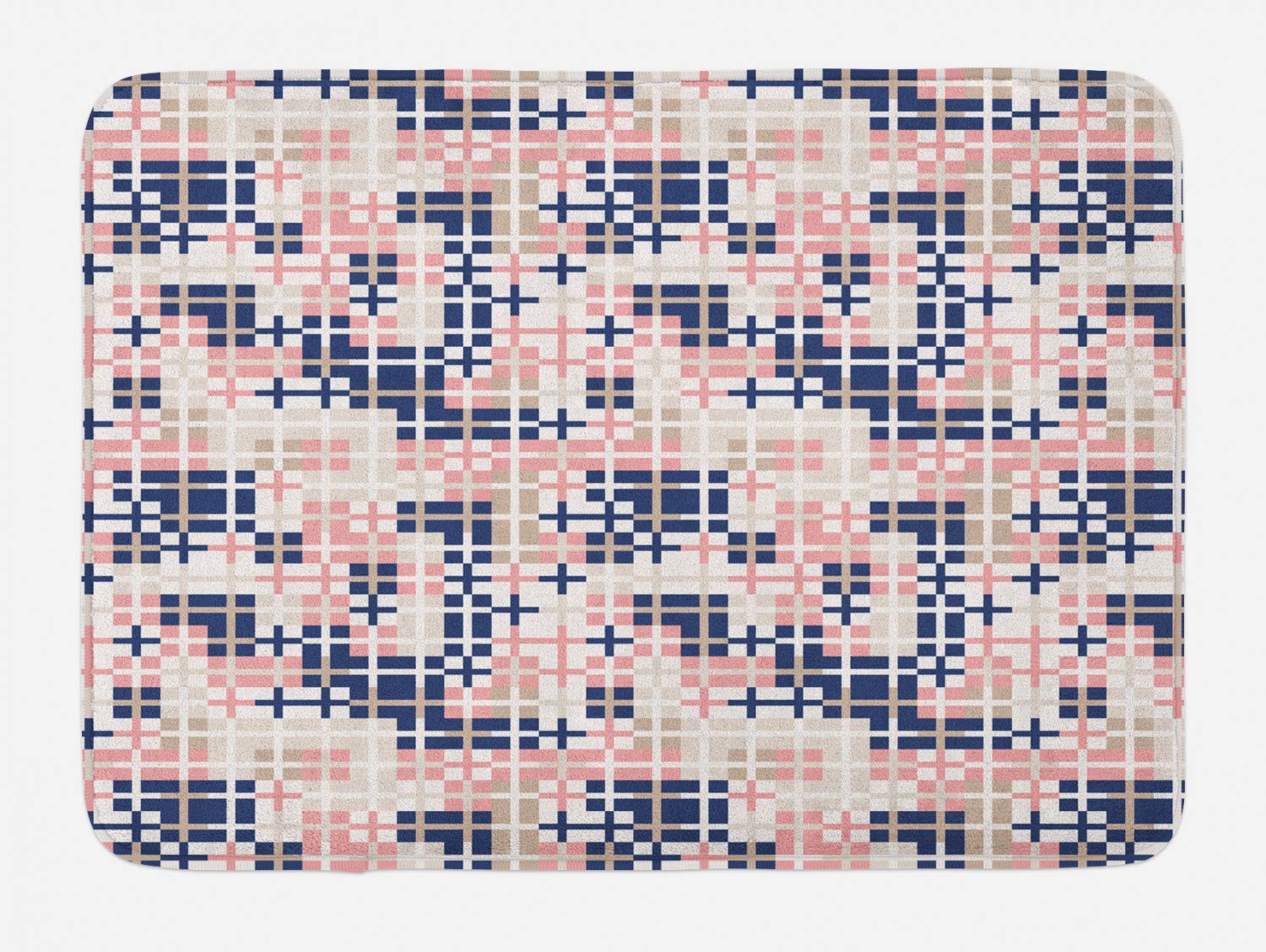 Ambesonne Blush Pink Bath Mat - Soft Plush Geometric Pattern with Non-Slip Backing, 29.5