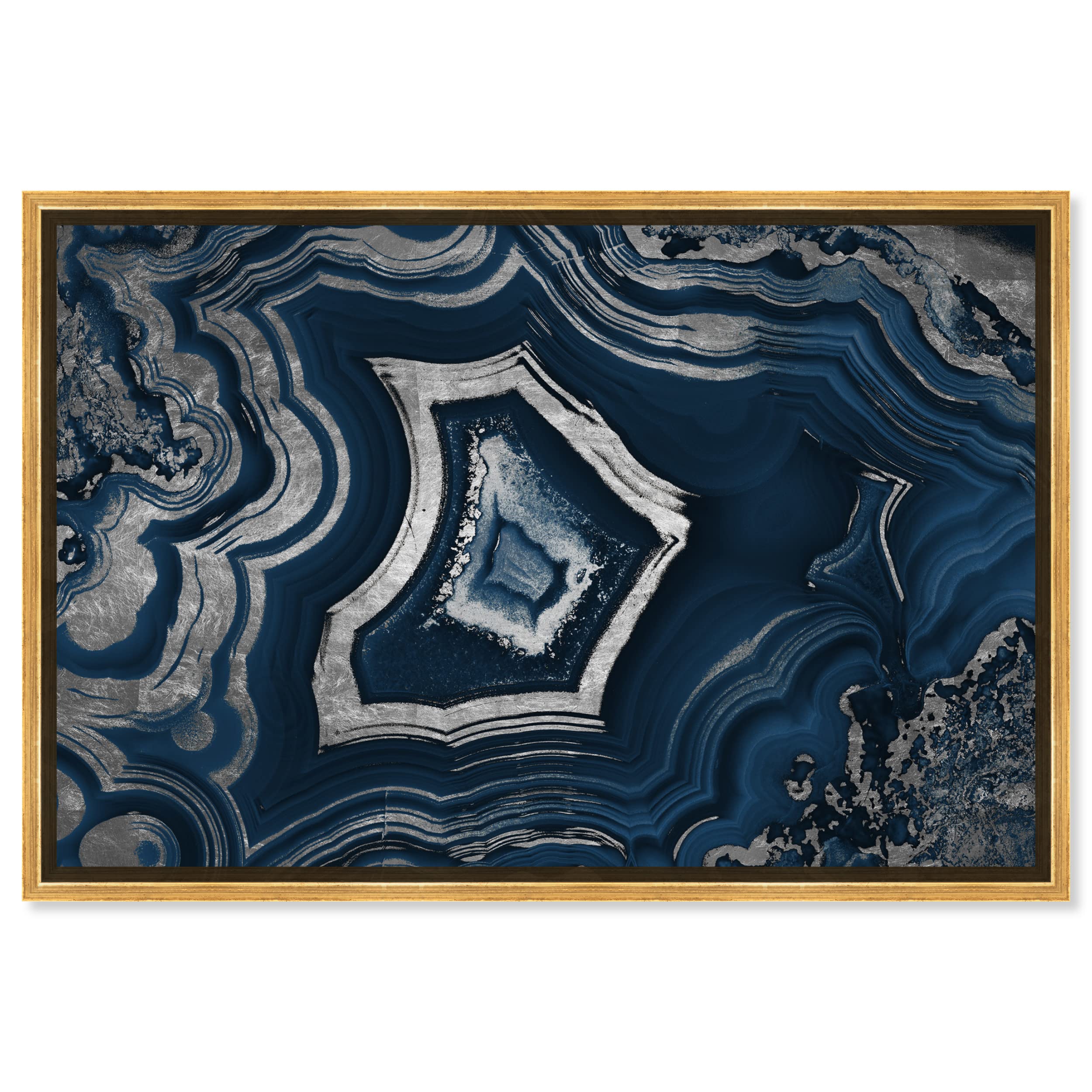 Oliver Gal Abstract Modern Large Canvas Wall Art - Dreaming About You Geode Navy Blue & Gray - 30x45 Inches - Ready to Hang Home Decor - Perfect for Living Room, Bedroom & Office Wall Decor
