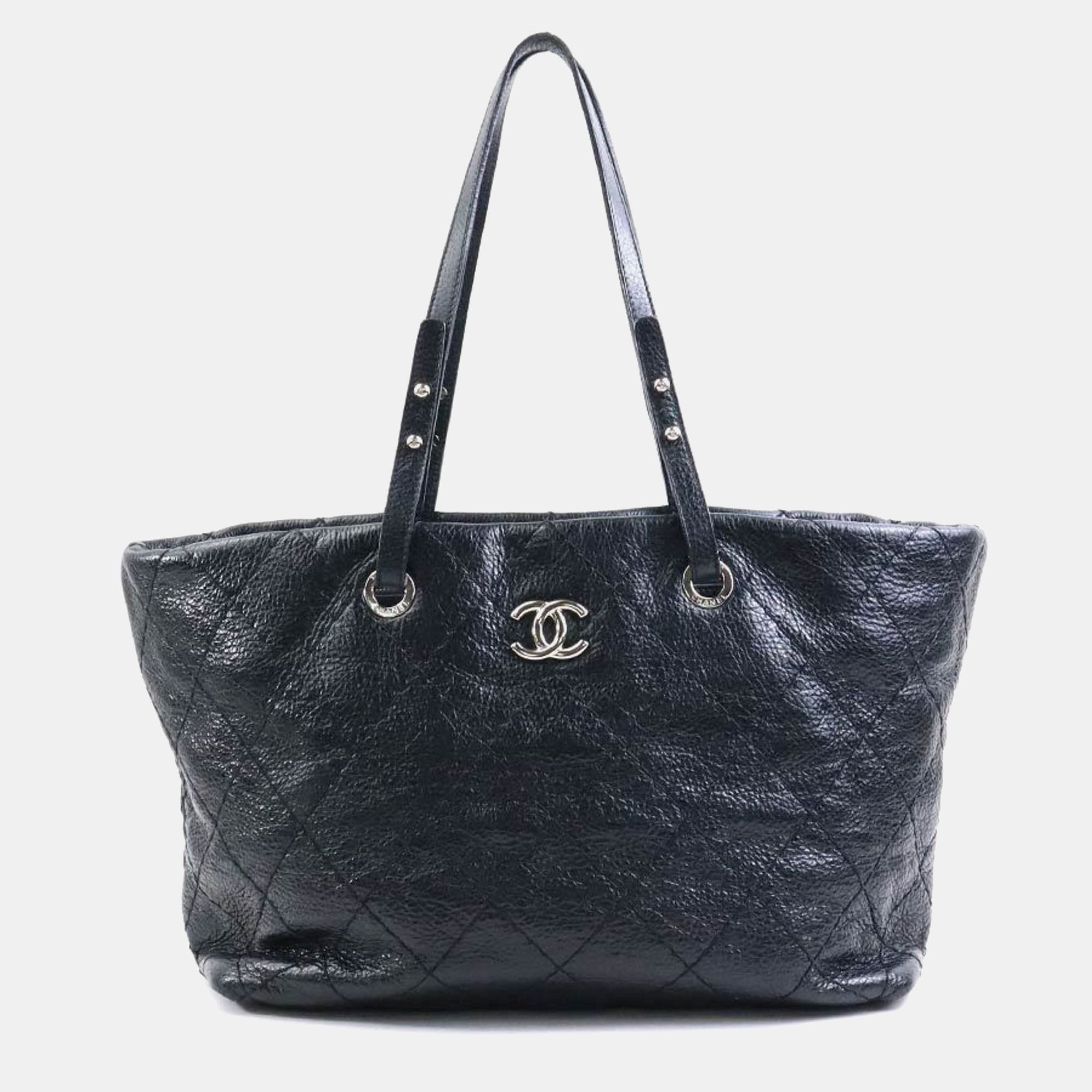 Premium Black Glazed Calfskin Large Tote Bag for Women - Stylish On-The-Go Work & Travel Handbag - Perfect for Office, Commute, Weekend Getaways & Shopping