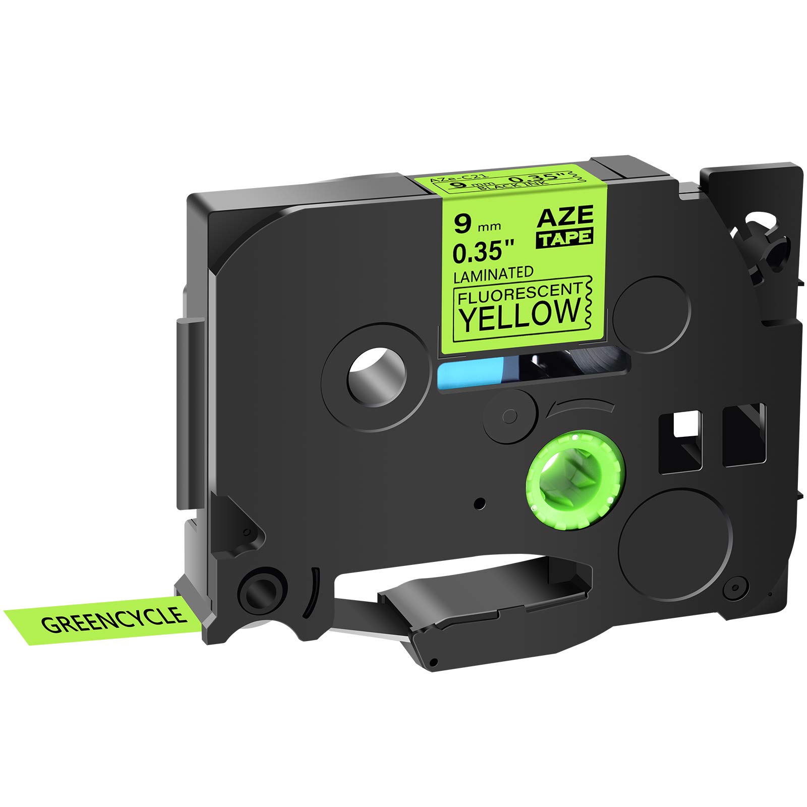 GREENCYCLE 60 Pack Black on Fluorescent Yellow Laminated Label Tapes - Compatible with Brother TZ TZE C21 TZe-C21 AZE C21 0.35 Inch 3/8