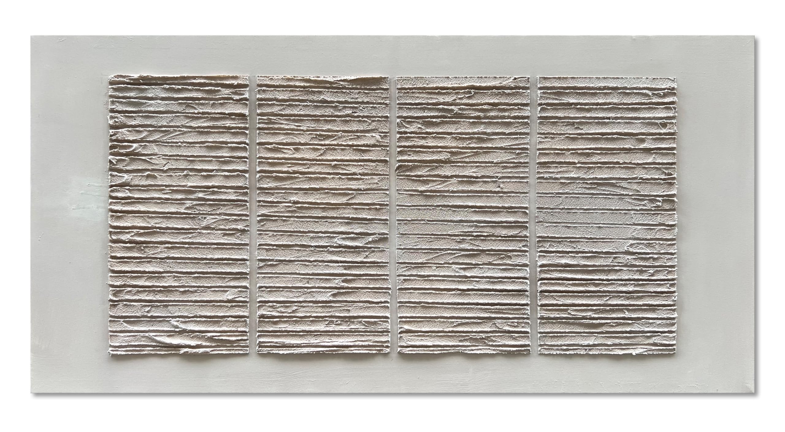 Hand-Painted White Thick Texture Abstract Oil Painting 24x48 Inch - Contemporary Minimalist Wall Art for Living Room, Bedroom & Office Decor