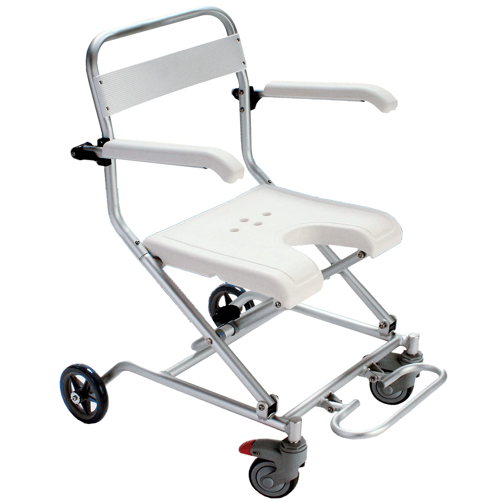 IELSH Foldable Wheelchair Shower Stool with Wheels - Adjustable Bath Seat for Elderly & Disabled, Flip-up Arms & Ergonomic Back Support - Dual Function Wheelchair & Shower Chair (Ideal for Bathroom Safety & Mobility Assistance)