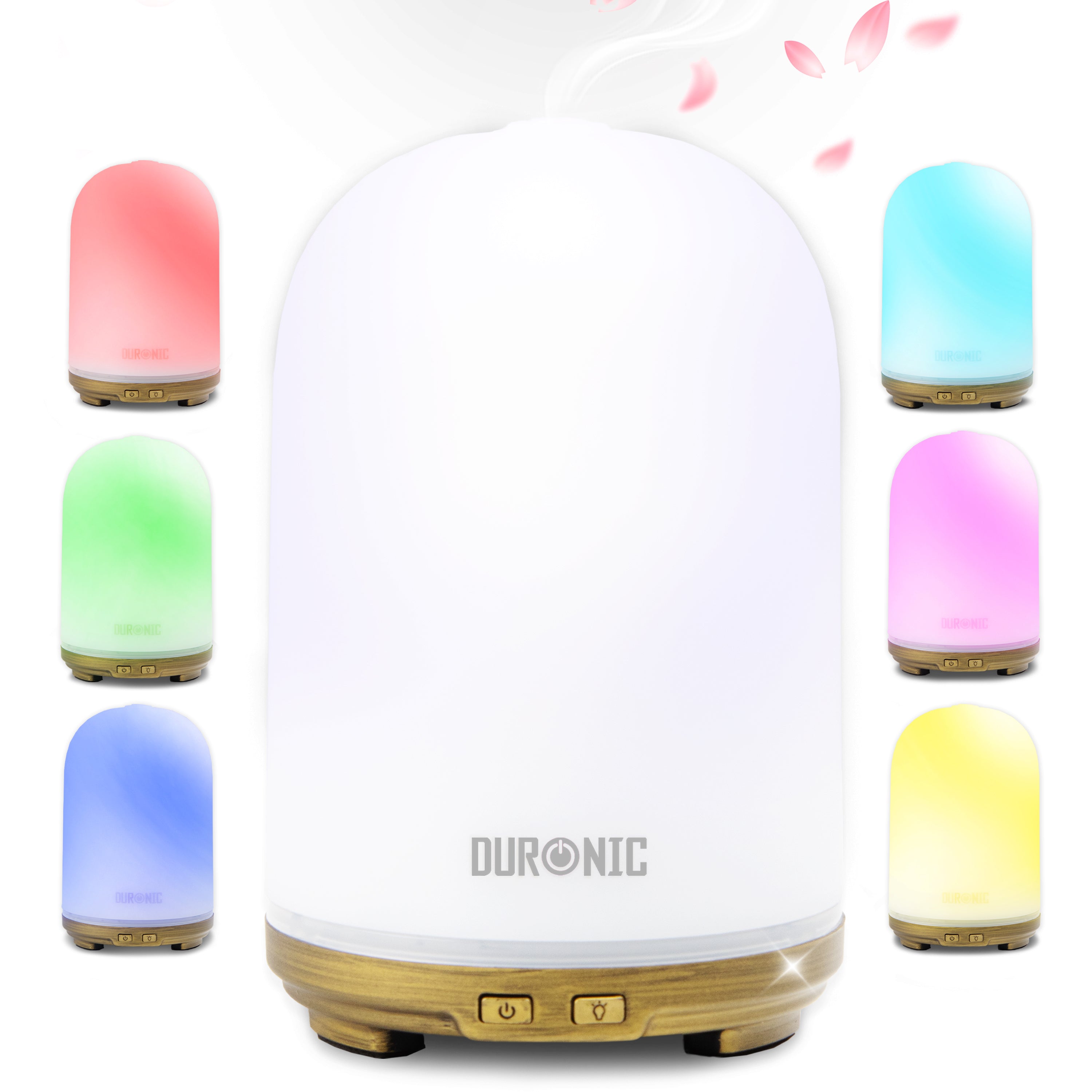 Duronic AD11 100ml Ultrasonic Essential Oil Diffuser with 7 Color LED Lights - Aromatherapy Diffuser for Home, Office, Bedroom & Spa - Compact Electric Oil Scented Humidifier for Relaxation, Sleep & Stress Relief - Perfect for Yoga, Meditation and Creating a Calming Atmosphere